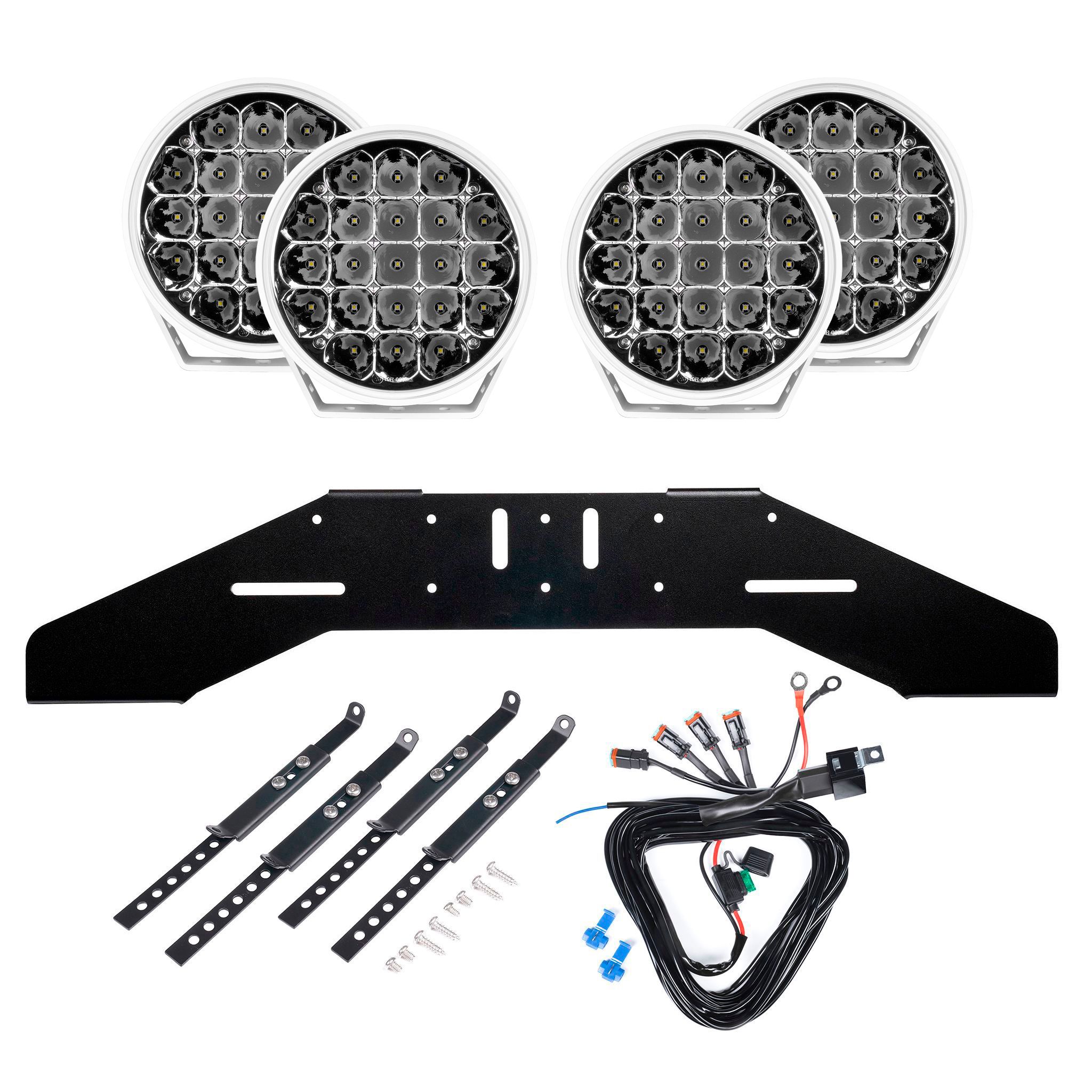 Lisävalo Purelux 770 White - Pyöreä / 18 cm / 130W / Off-Road, 4 kpl - Täydellinen setti (WRC)