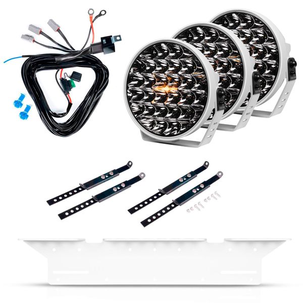 Extraljus PURELUX 9110 DRL White - Rund / 23 cm / 175W, 3 st - Komplett paket