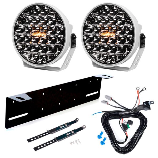 Extraljus PURELUX 9110 DRL White - Rund / 23 cm / 175W, 2 st - Komplett paket