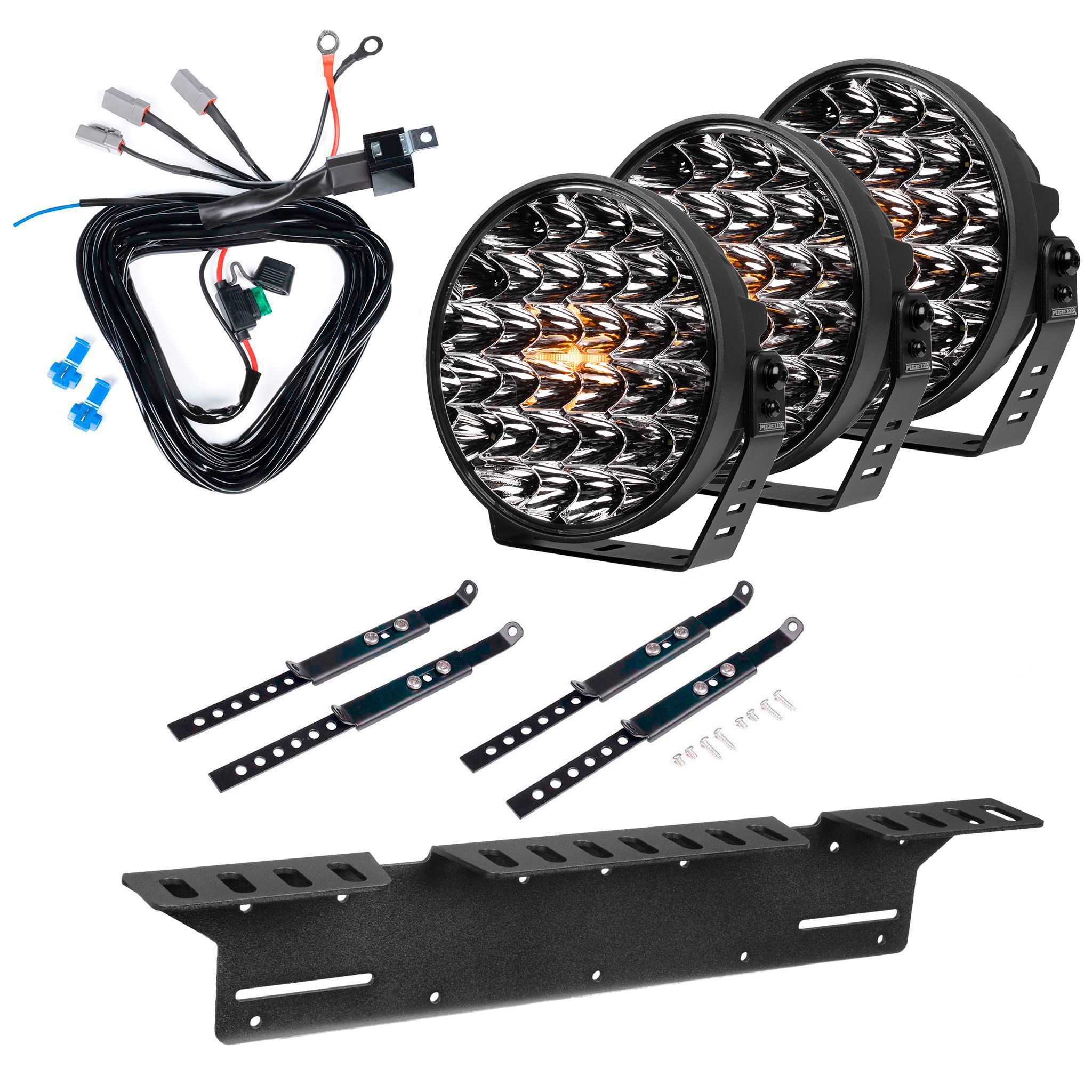 Auxiliary light Purelux 9110 DRL - Round / 23 cm / 175W / Ref. 50, 3 pcs - Complete set afbeelding 1
