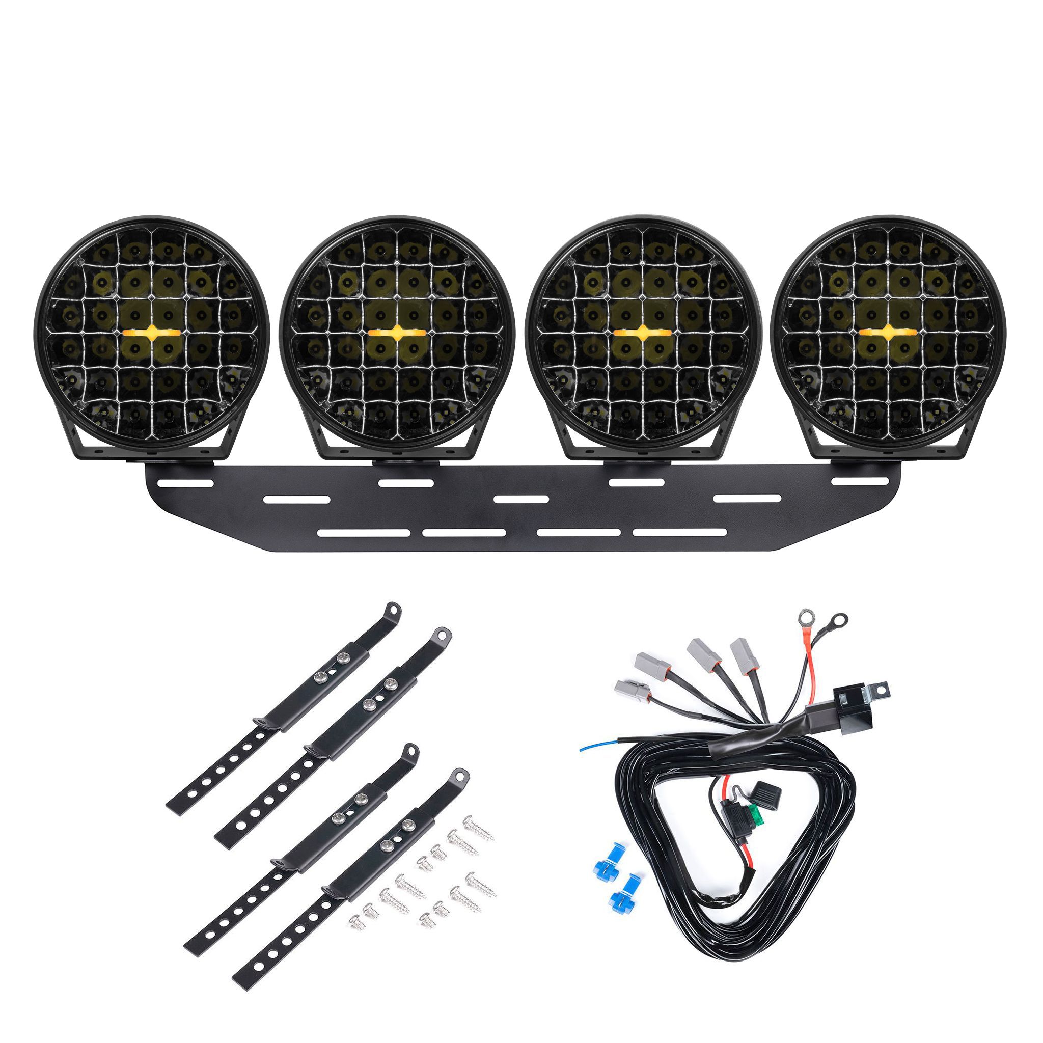 Auxiliary light Purelux 9110 DRL - Round / 23 cm / 175W / Ref. 50, 4 pcs - Complete set afbeelding 1