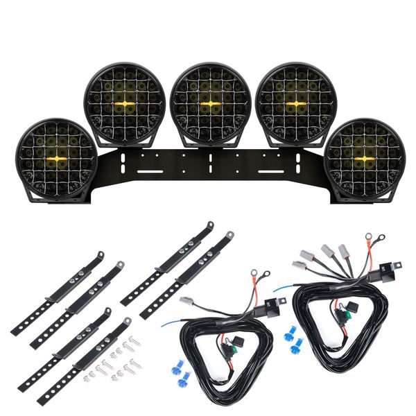 Extraljus PURELUX 9110 DRL - Rund / 23 cm / 175W, 5 st - Komplett paket (WRC)