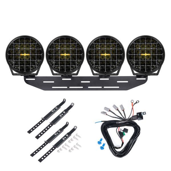 Auxiliary light PURELUX 9110 DRL - Round / 23 cm / 175W / Ref. 50, 4 pcs - Complete set afbeelding 1