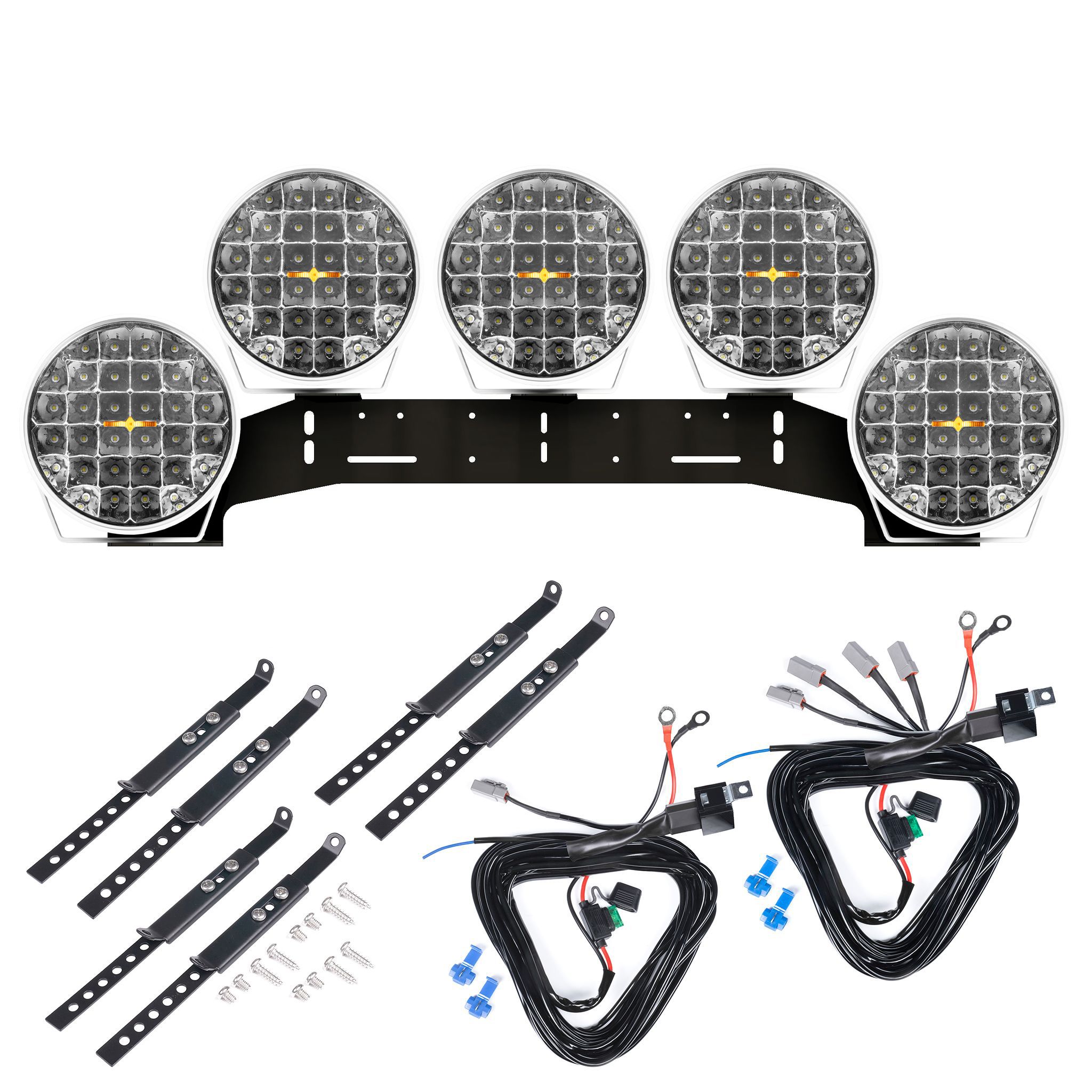Auxiliary light Purelux 9110 UNLIMITED DRL White - Round / 23 cm / 175W / Off-road, 5 pcs - Complete Set (WRC) afbeelding