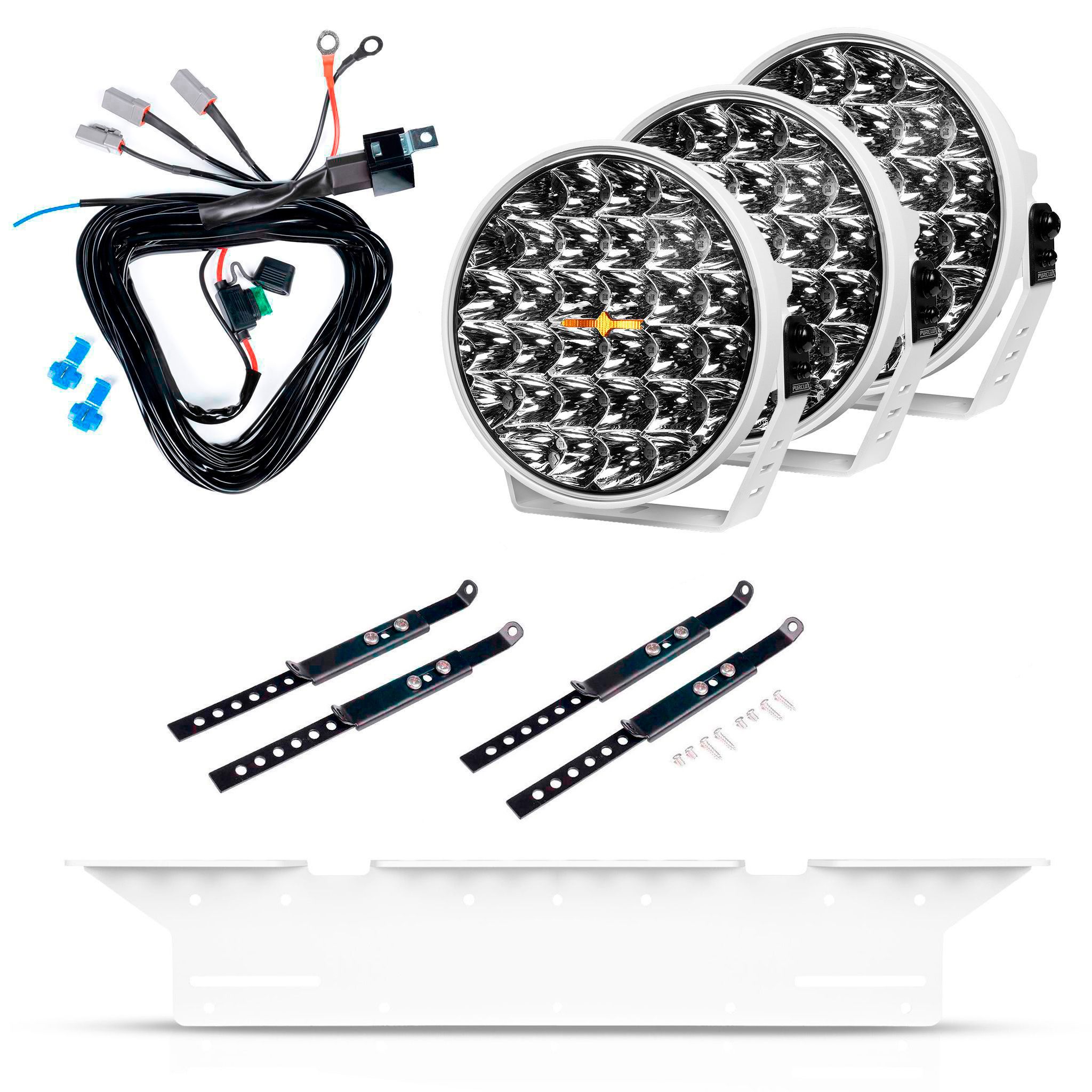 Auxiliary light Purelux 9110 UNLIMITED DRL White - Round / 23 cm / 175W / Off-road, 3 pcs - Complete set afbeelding