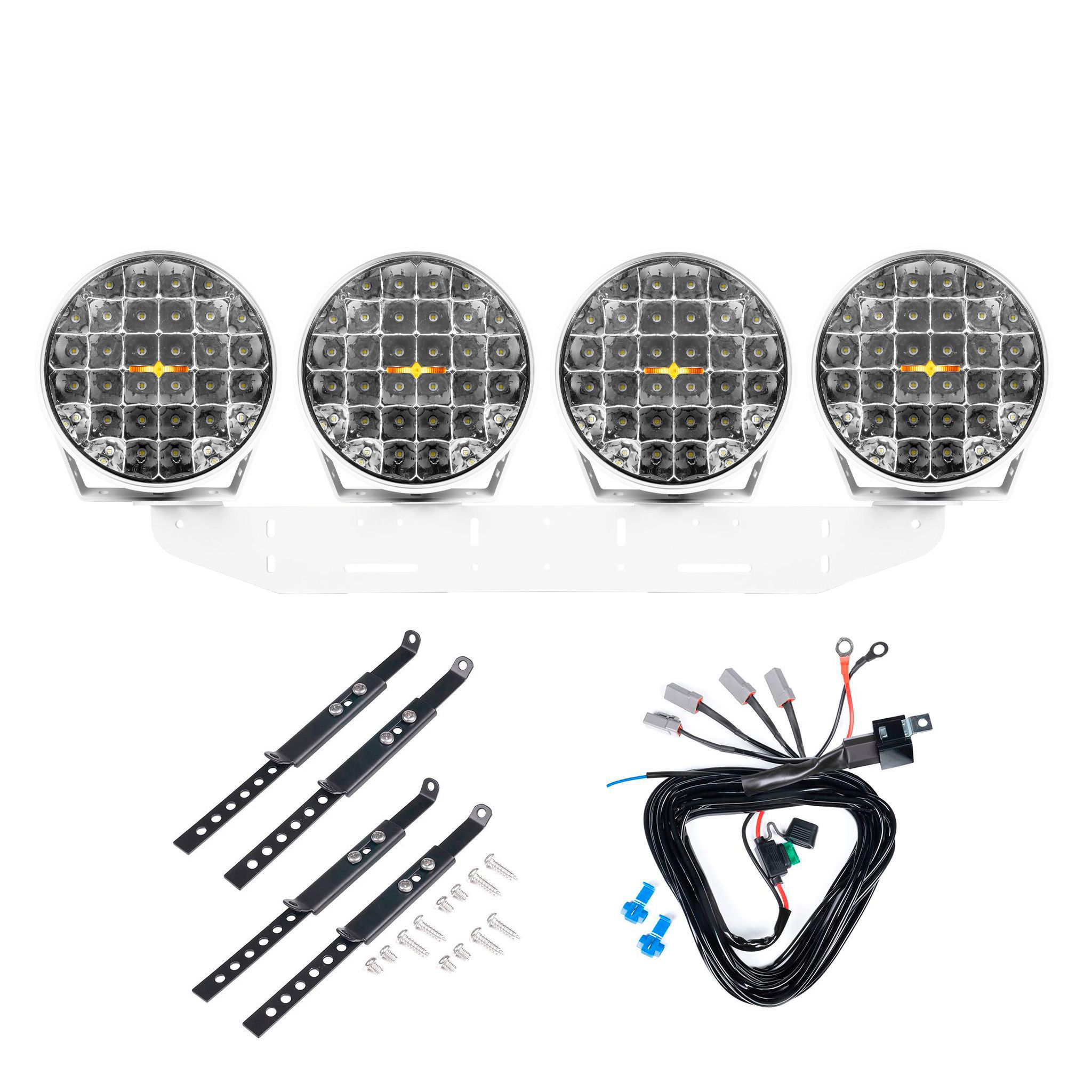 Auxiliary light Purelux 9110 UNLIMITED DRL White - Round / 23 cm / 175W / Off-road, 4 pcs - Complete set afbeelding