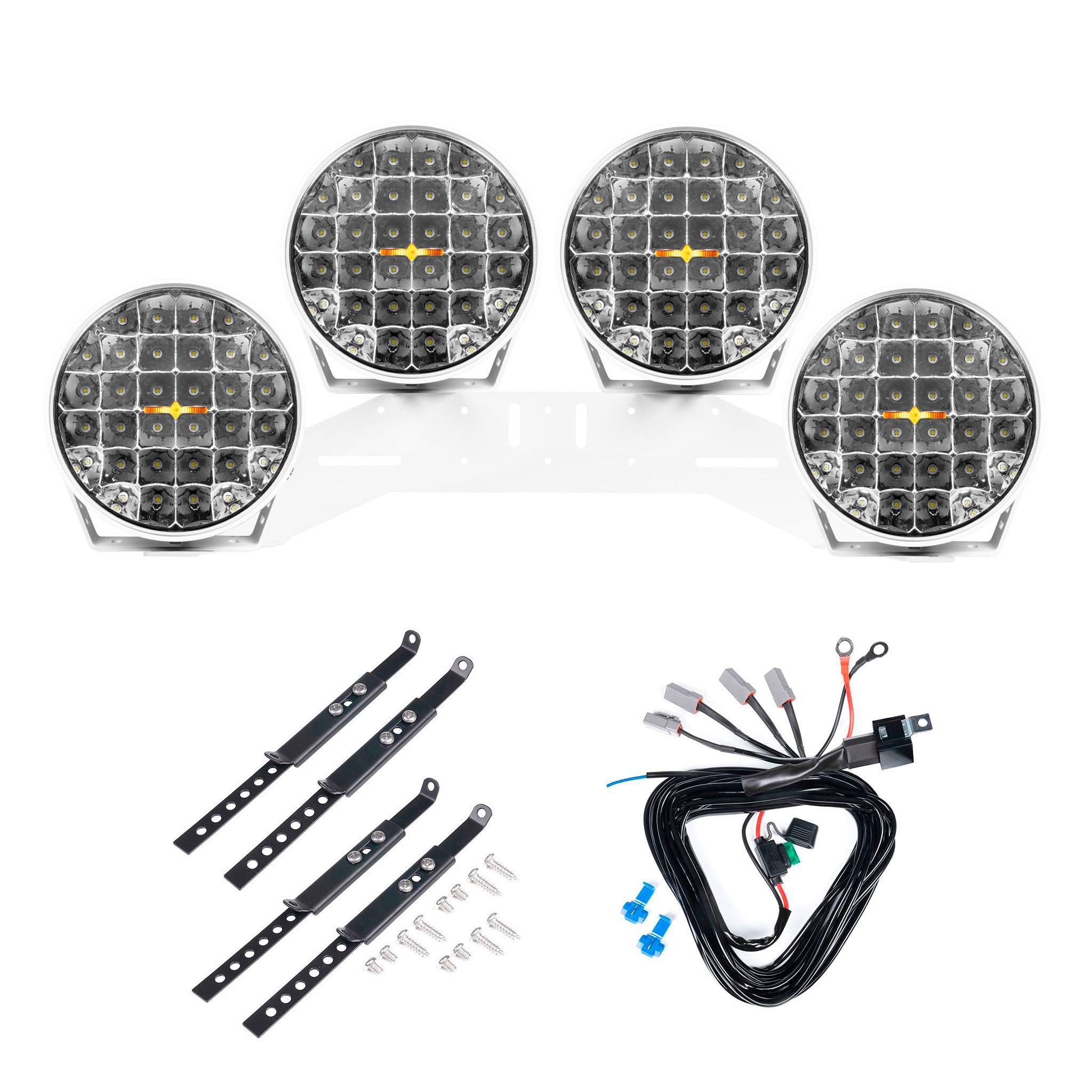 Auxiliary light Purelux 9110 UNLIMITED DRL White - Round / 23 cm / 175W / Off-road, 4 pcs - Complete set (WRC) afbeelding