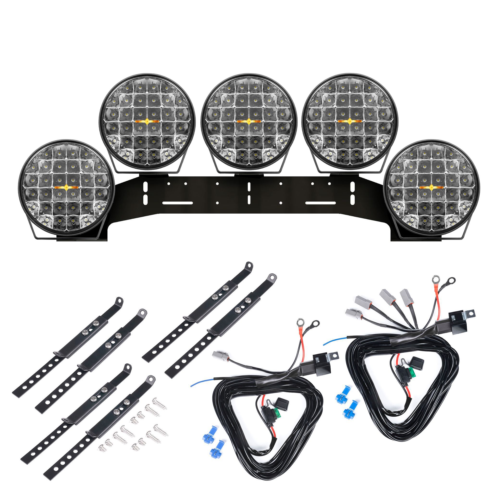 Auxiliary light Purelux 9110 UNLIMITED DRL - Round / 23 cm / 175W / Off-road, 5 pcs - Complete Set (WRC) afbeelding