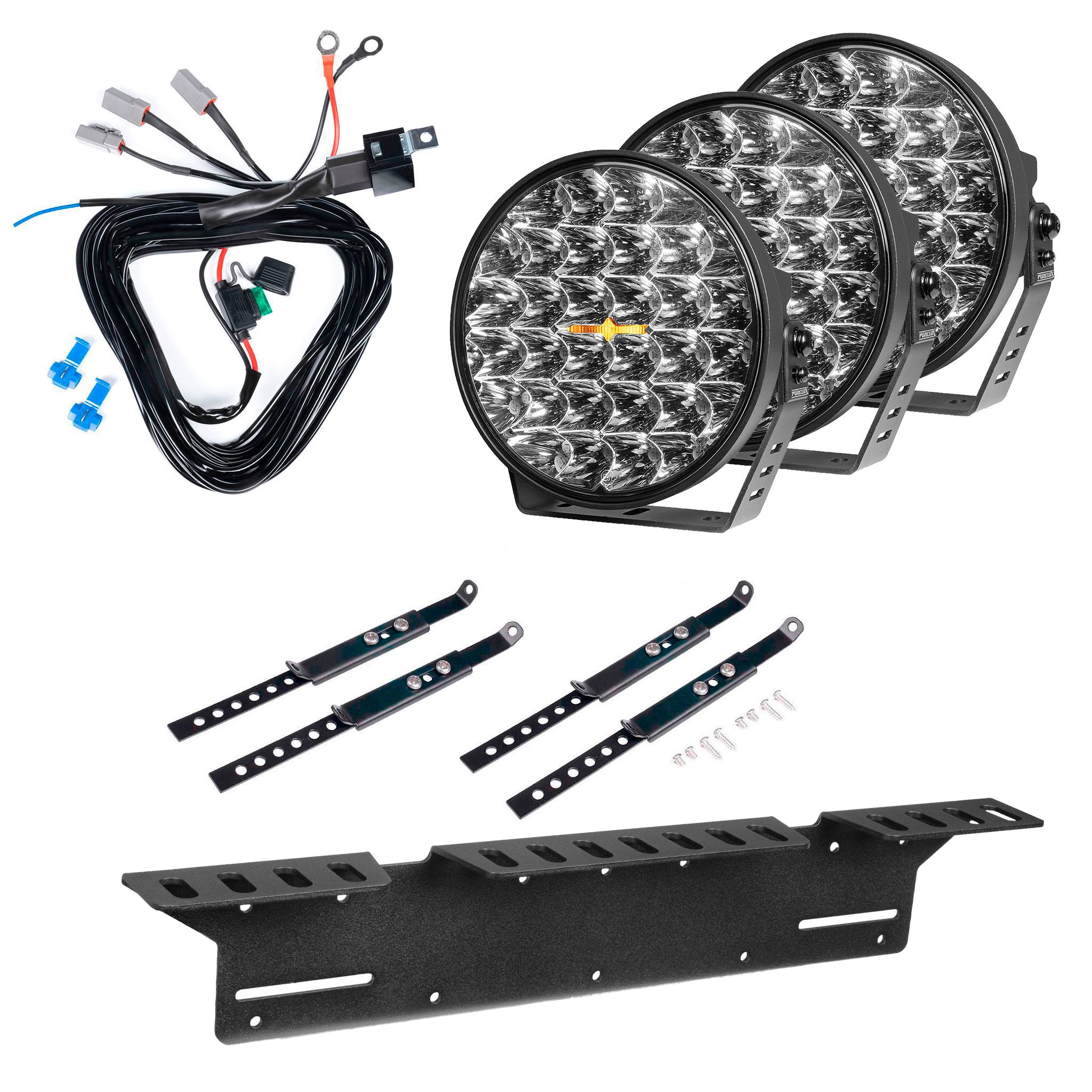 Auxiliary light Purelux 9110 UNLIMITED DRL - Round / 23 cm / 175W / Off-road, 3 pcs - Complete set afbeelding