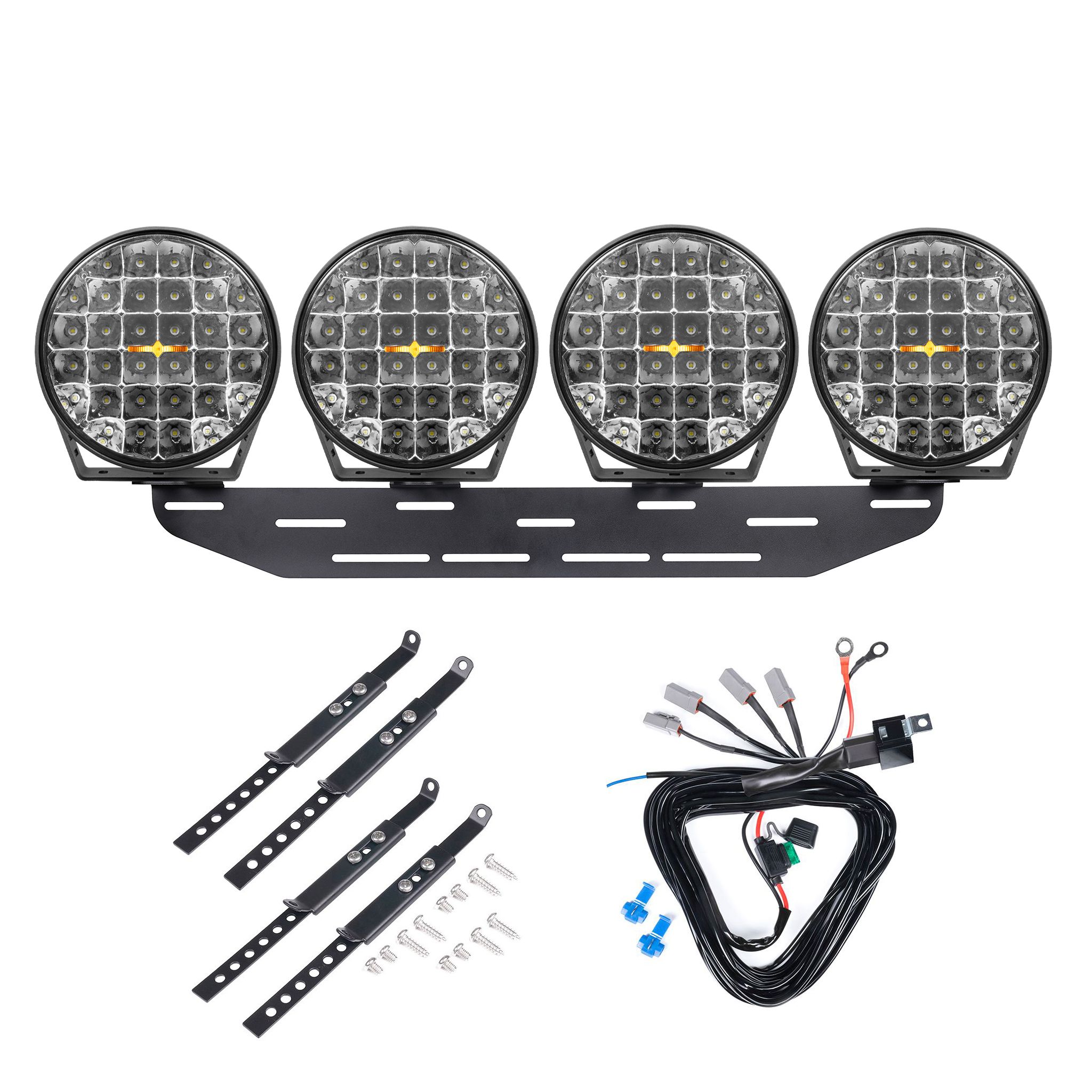 Auxiliary light Purelux 9110 UNLIMITED DRL - Round / 23 cm / 175W / Off-road, 4 pcs - Complete set afbeelding