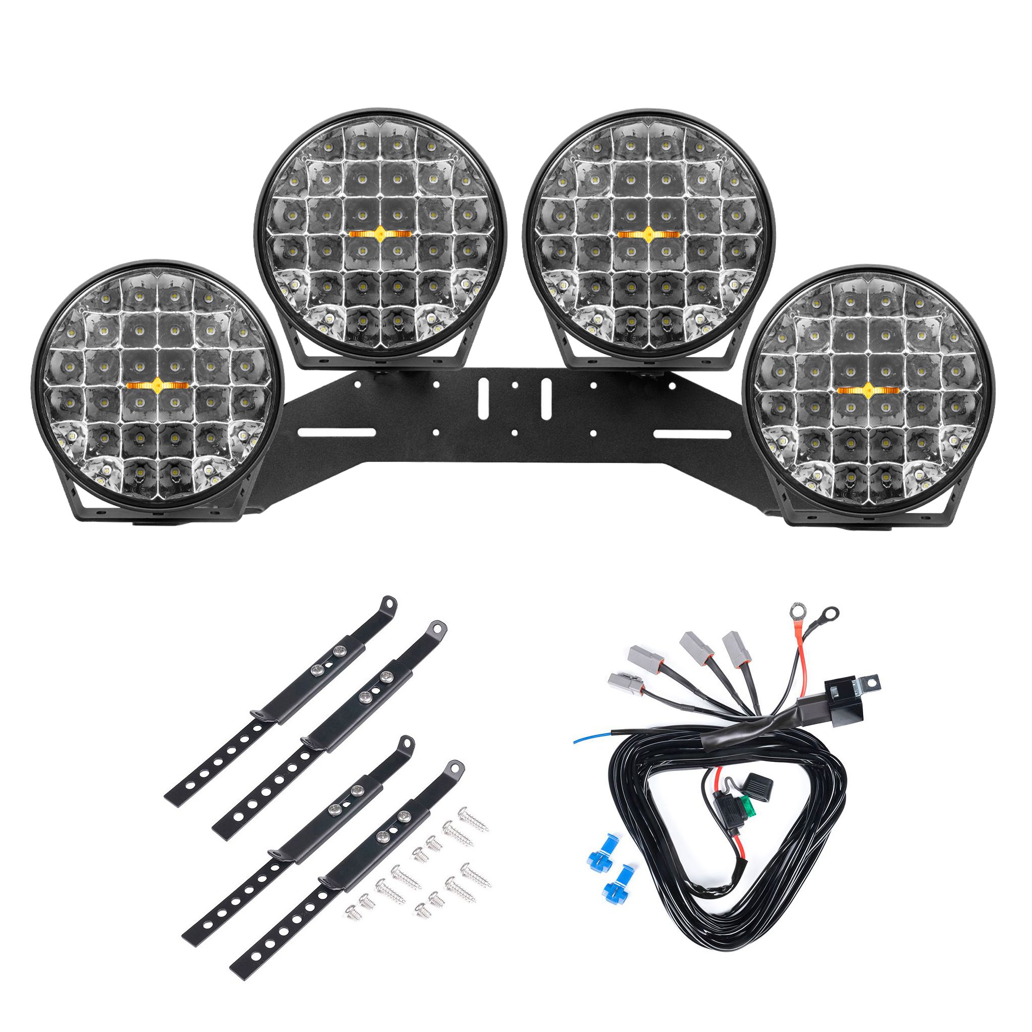 Auxiliary light Purelux 9110 UNLIMITED DRL - Round / 23 cm / 175W / Off-road, 4 pcs - Complete set (WRC) afbeelding