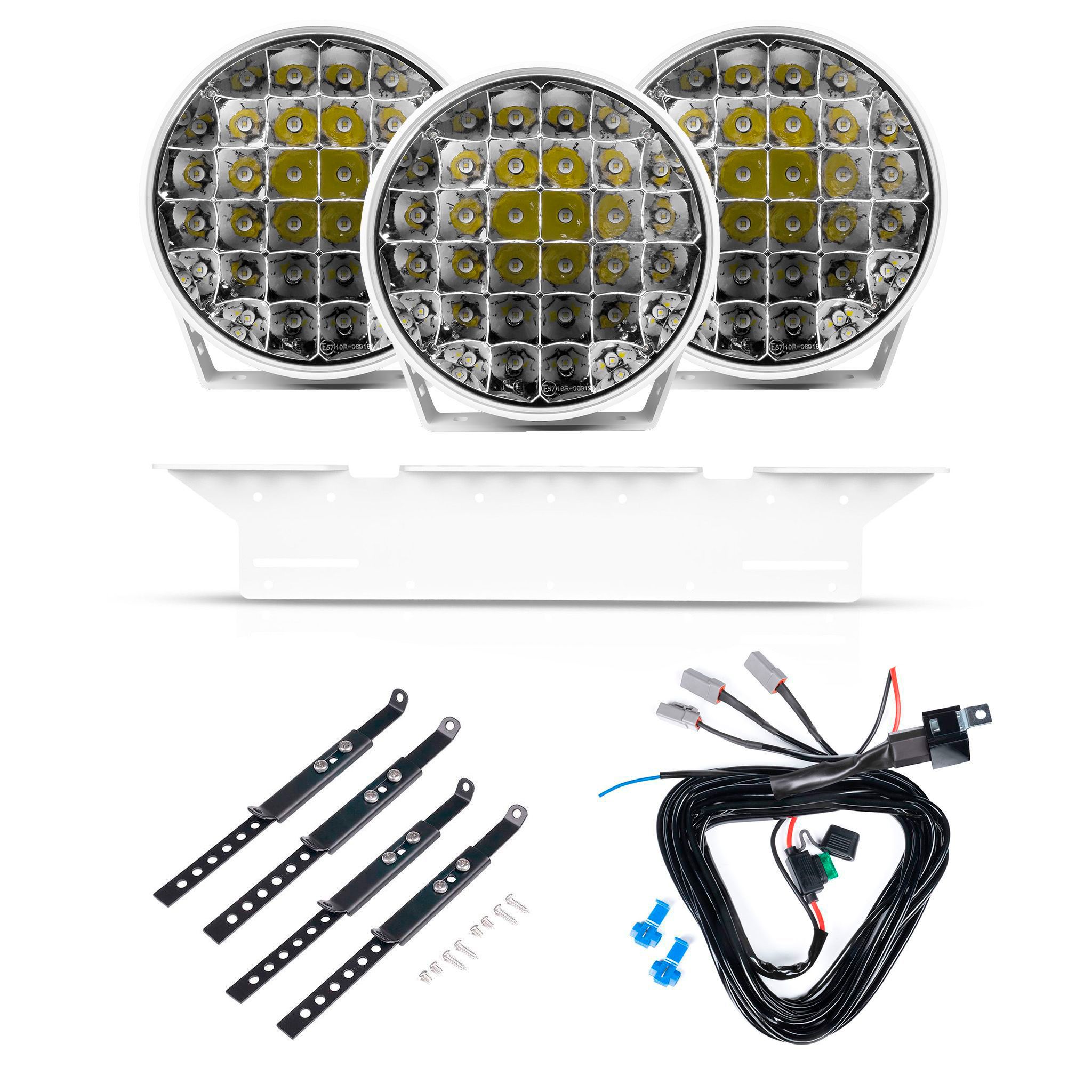 Auxilairy light Purelux 9110 UNLIMITED White - Round / 23 cm / 175W / Off-road, 3 pcs - Complete set afbeelding