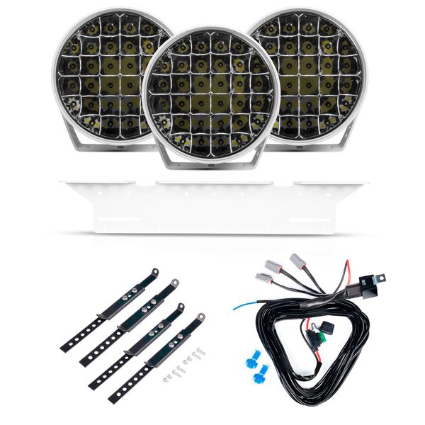 Auxilairy light Purelux 9110 White - Round / 23 cm / 175W / Off-road, 3 pcs - Complete set afbeelding 1