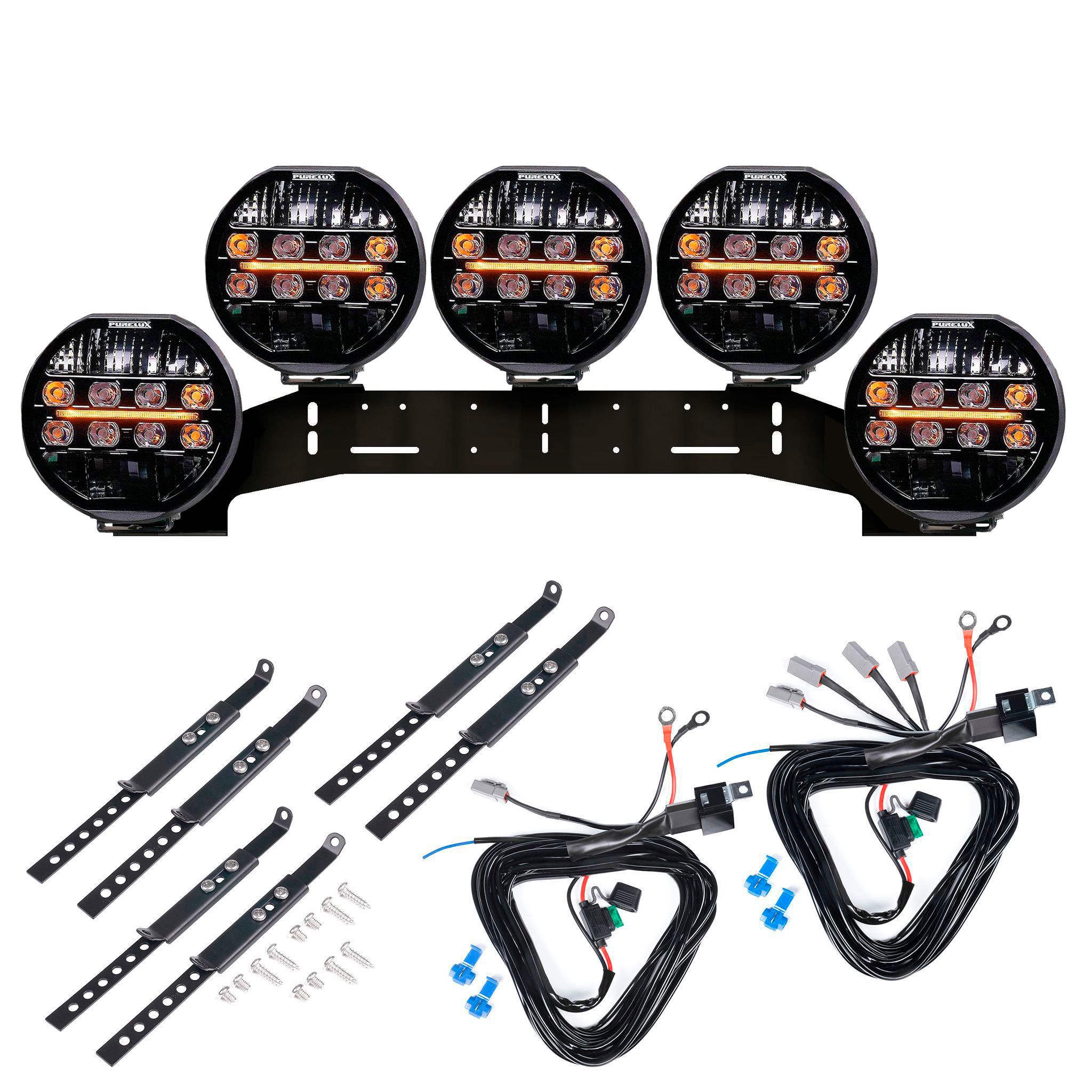 Auxiliary light Purelux 9200 - Round / 22 cm / 200W / Ref. 30, 5 pcs - Complete set (WRC) afbeelding