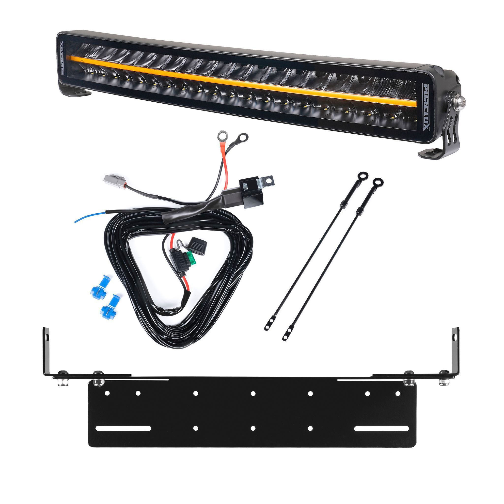 Led bar Purelux Black Boost C560 Gen3 - Curved / 56 cm / 200W / Ref. 50, 1 pc - Complete set with flush mount bracket afbeelding