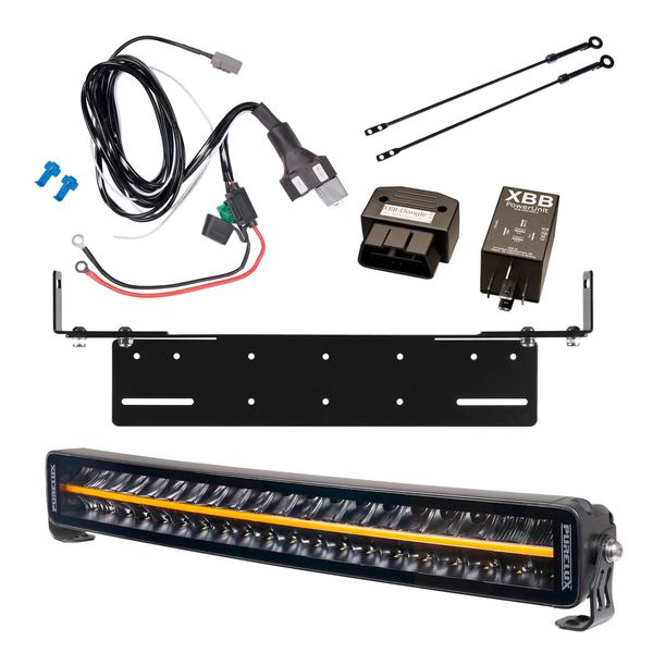 Extraljus PURELUX Black Boost C560 - Kurvad / 56 cm / 200W, 1 st - Komplett paket med justerbar extraljushållare + XBB Dongle & PowerUnit