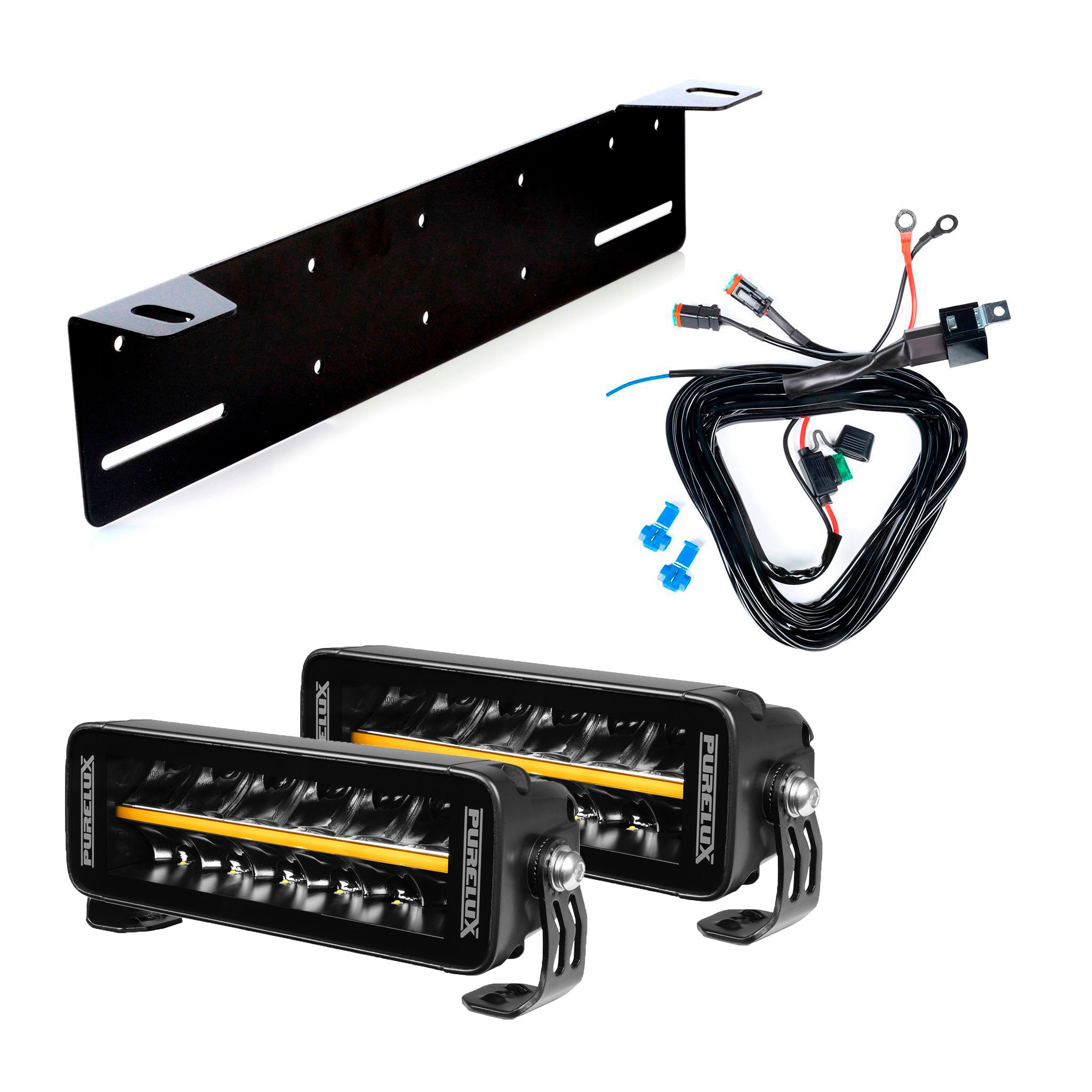 Led bar Purelux Black Boost S200 Gen3 - Straight / 20 cm / 60W / Ref. 25, 2 pcs - Complete set (Bottom bracket) afbeelding