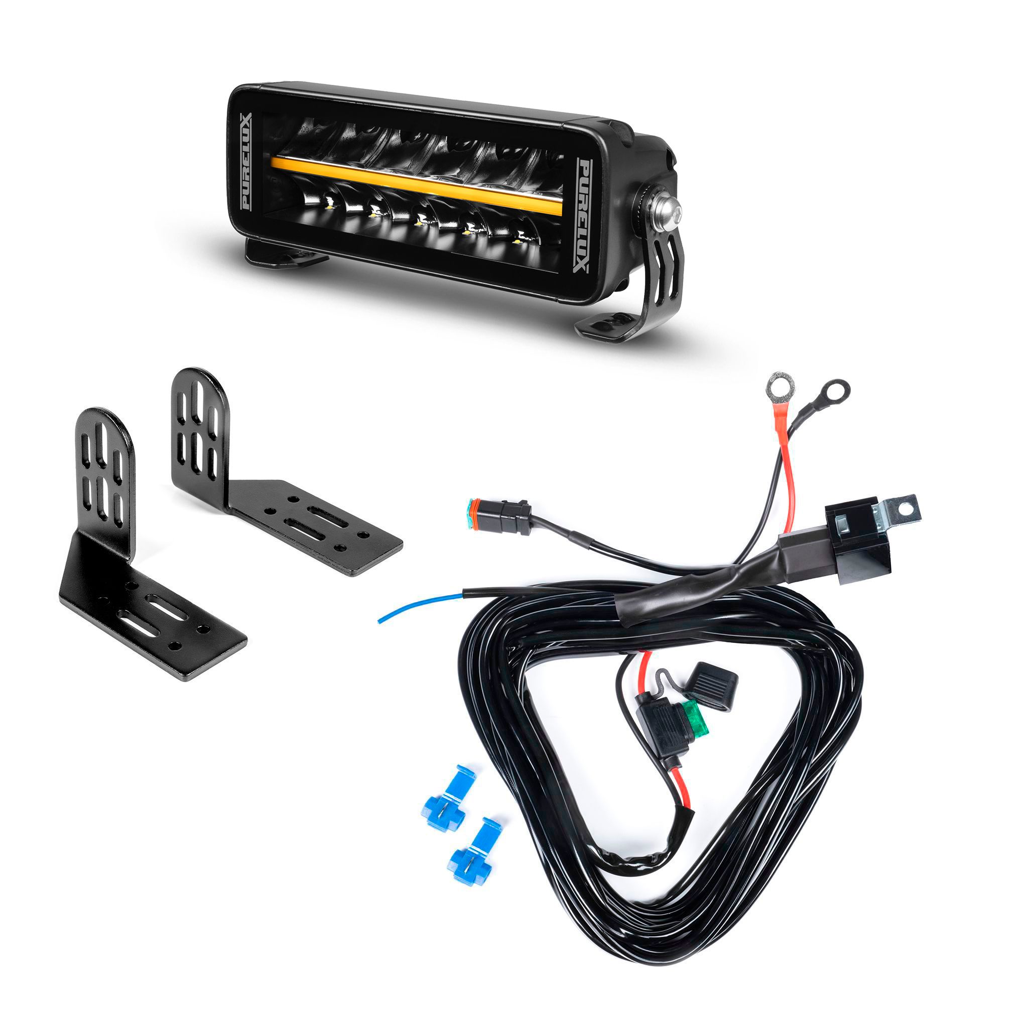 Led bar Purelux Black Boost S200 Gen3 - Straight / 20 cm / 60W / Ref. 25, 1 pc - Complete set (End fitting) afbeelding