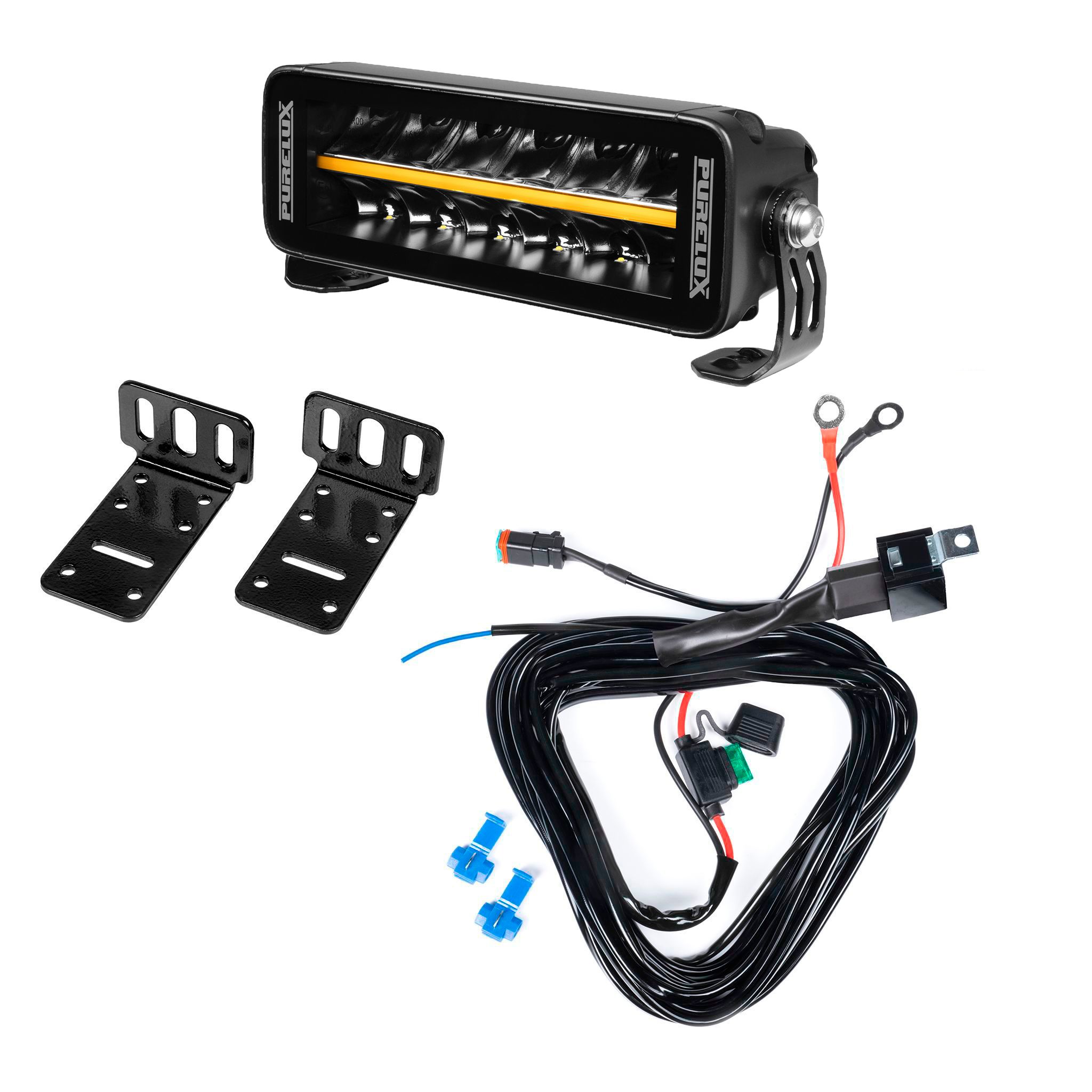 Led bar Purelux Black Boost S200 Gen3 - Straight / 20 cm / 60W / Ref. 25, 1 pc - Complete set (Bottom bracket) afbeelding