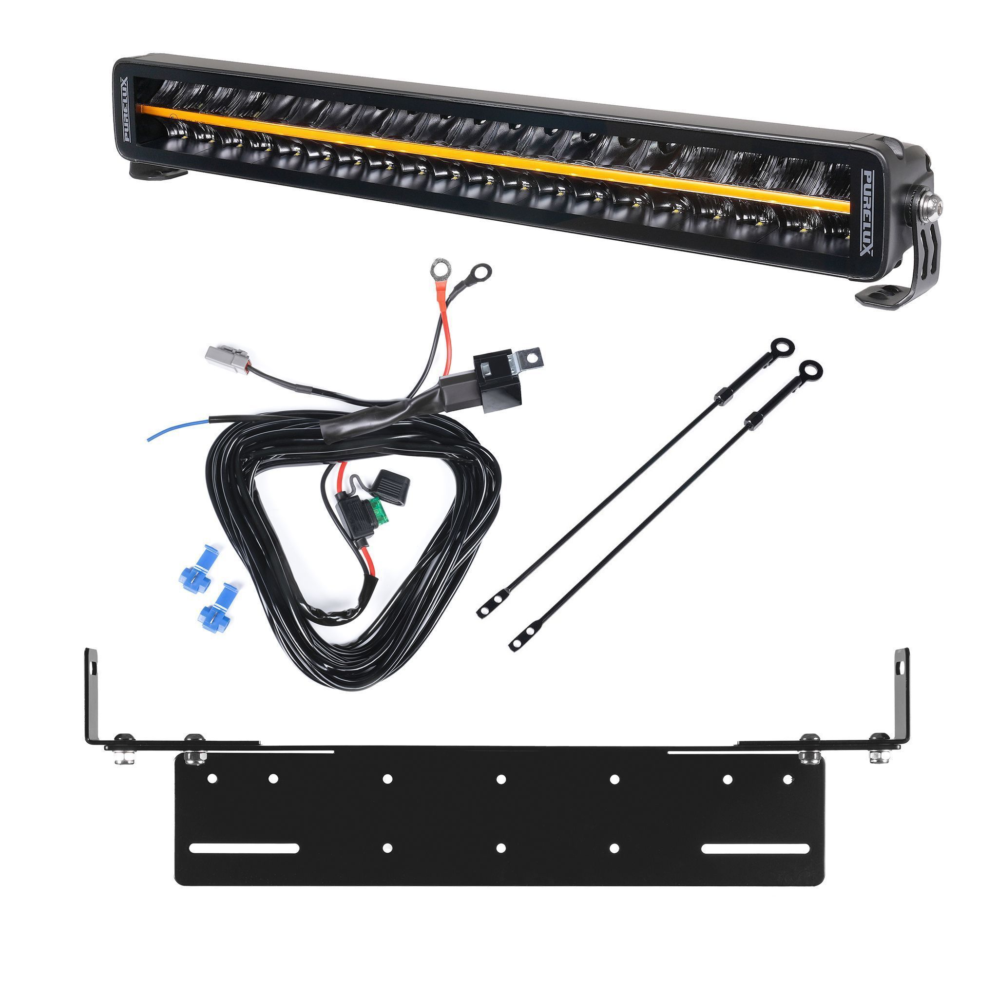 Led bar Purelux Black Boost S560 Gen3 - Straight / 56 cm / 200W / Ref. 50, 1 pc - Complete set with flush mount bracket afbeelding