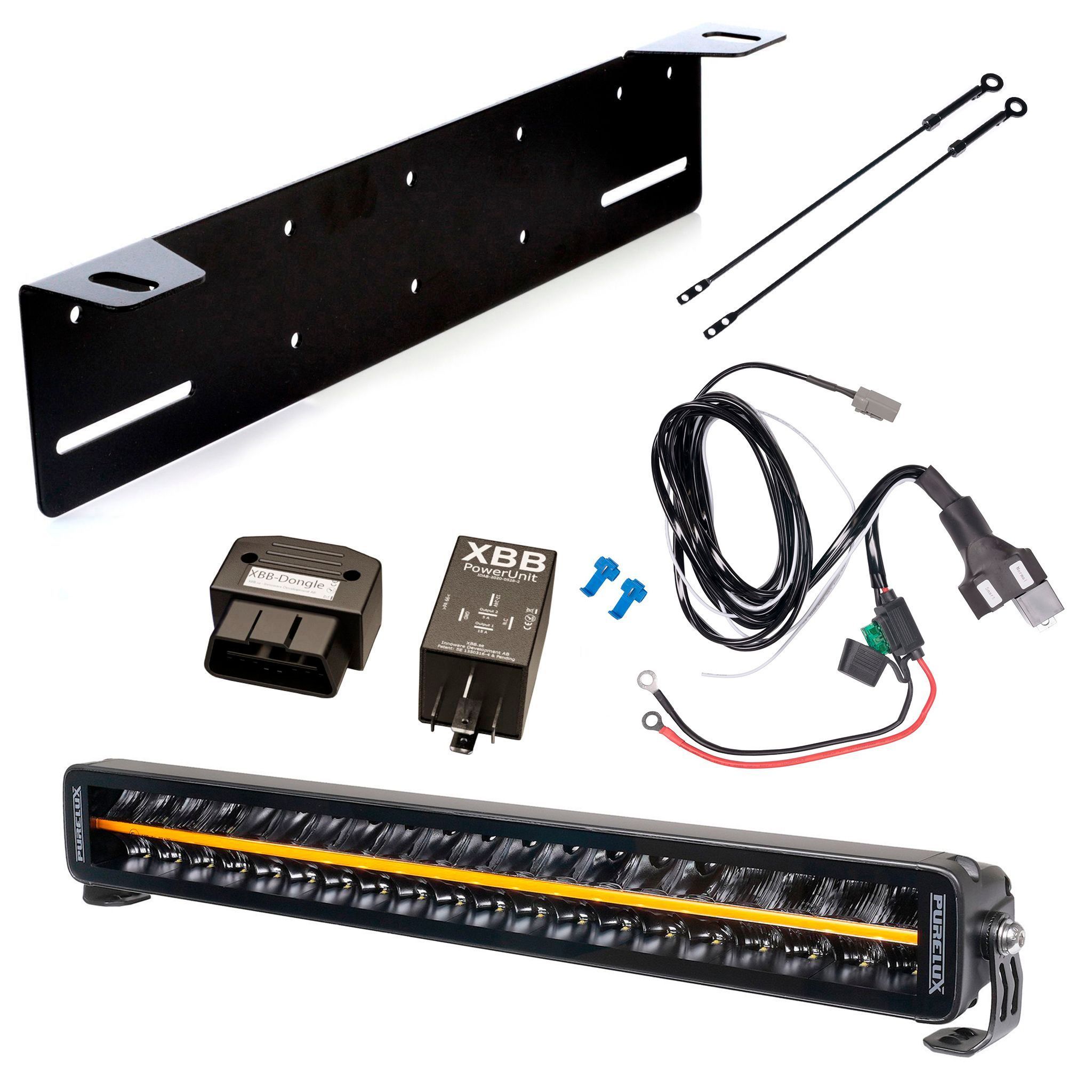 Led bar Purelux Black Boost S560 Gen3 - Straight / 56 cm / 200W / Ref. 50, 1 pc - Complete set + XBB OBD Dongle&PowerUnit connection relay afbeelding