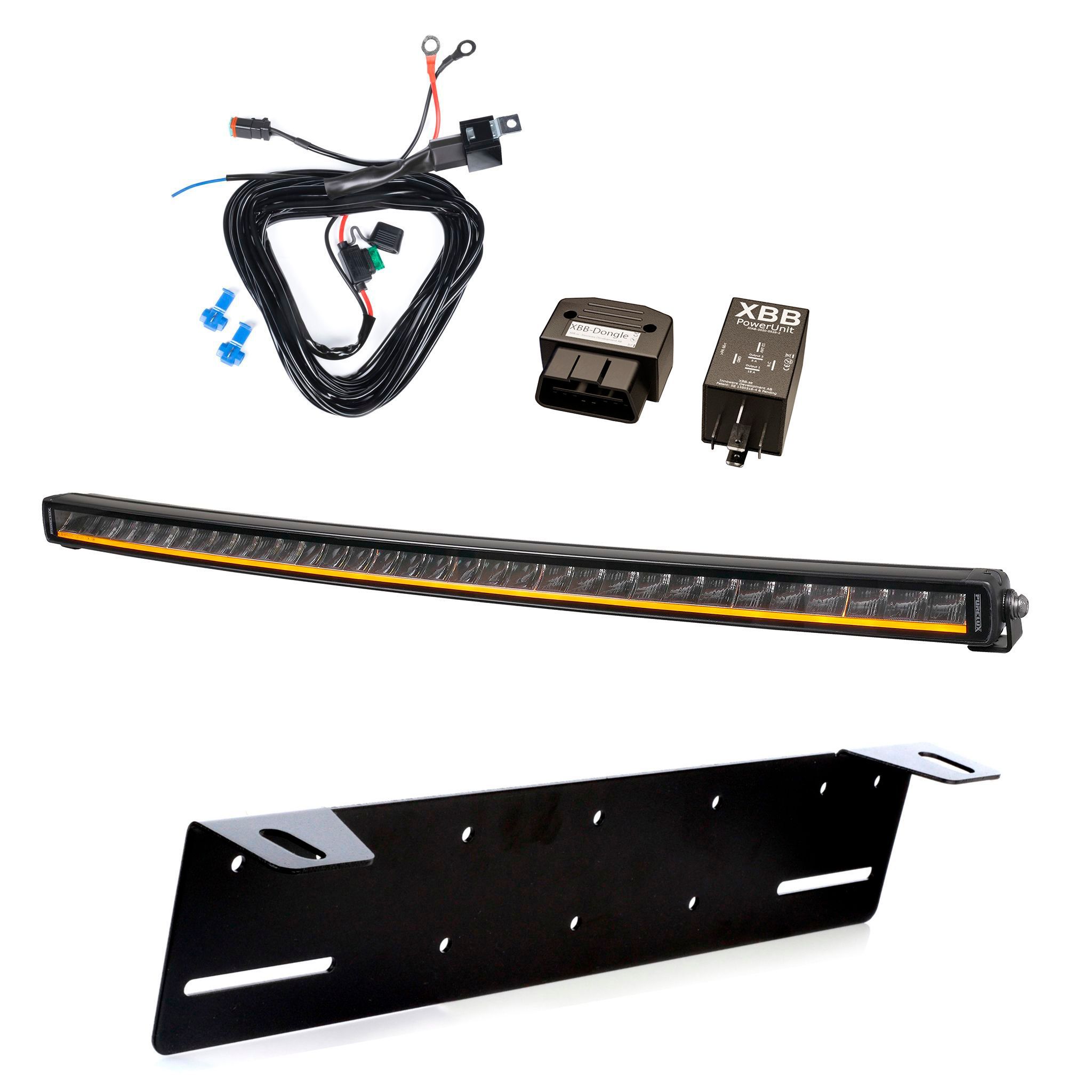 Led bar Purelux Black X-Slim C800 Gen3 - Curved / 80 cm / 165W / Ref. 40, 1 pc - Complete set + XBB OBD Dongle&PowerUnit connection relay afbeelding