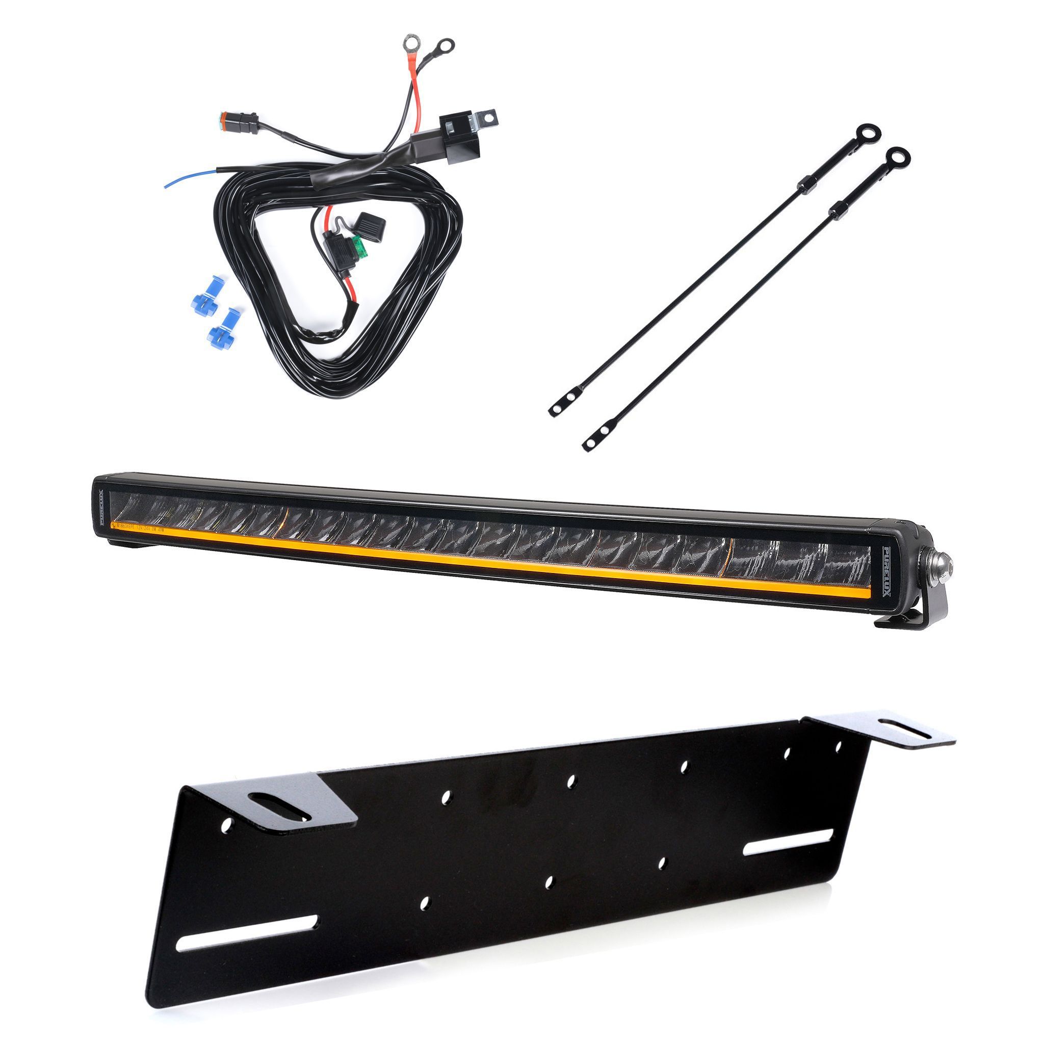 Lisävalo Purelux Black X-Slim C520 Gen3 - Kaareva / 52 cm / 105W / Ref. 37.5, 1 kpl - Täydellinen setti kilpitelineellä | Alk. 214,90 €