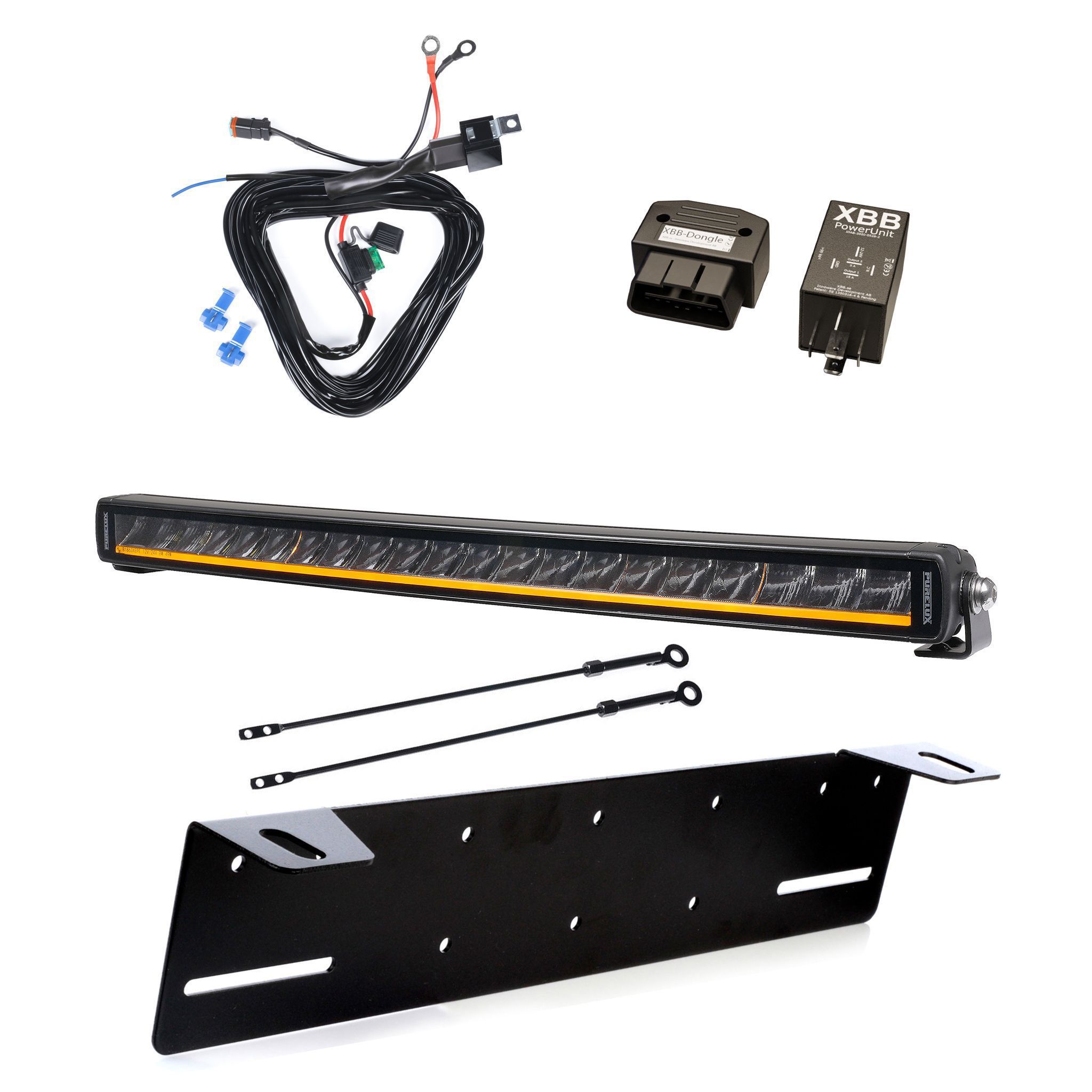 Led bar Purelux Black X-Slim C520 Gen3 - Curved / 52 cm / 105W / Ref. 37.5, 1 pc - Complete set + XBB OBD Dongle&PowerUnit connection relay afbeelding