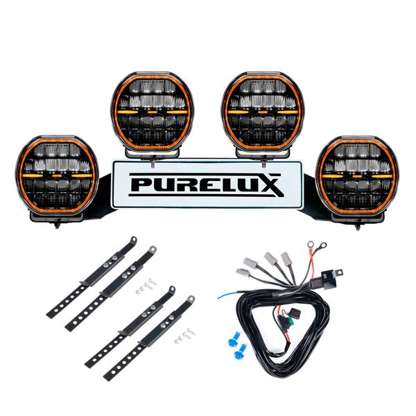 Extraljus PURELUX Cobra 7 - Rund / 18 cm / 135W, 4 st - Komplett paket (WRC)