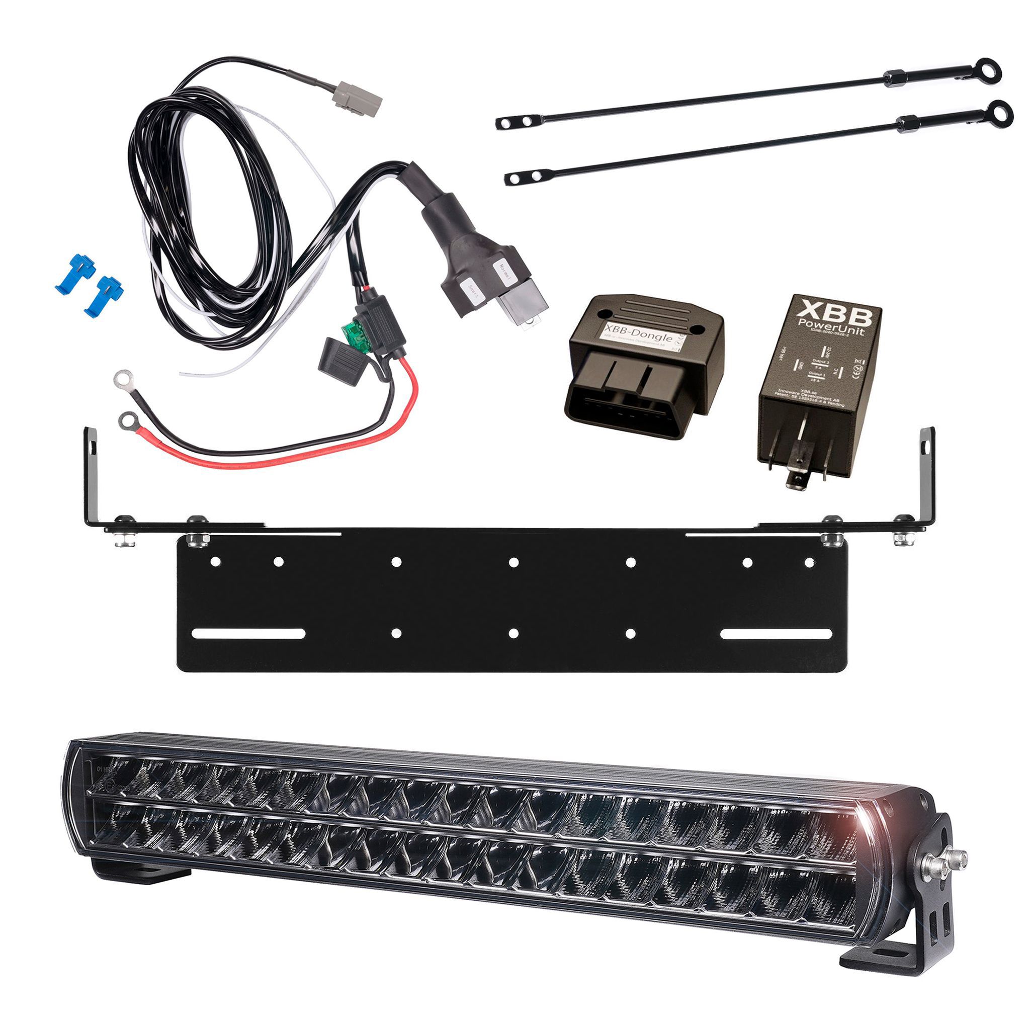 Additional light Purelux Major S530 V3 - Straight / 53 cm / 216 W / Ref. 50, 1 pc - Complete set with flush mounting bracket + XBB OBD Dongle&PowerUnit switching relay afbeelding