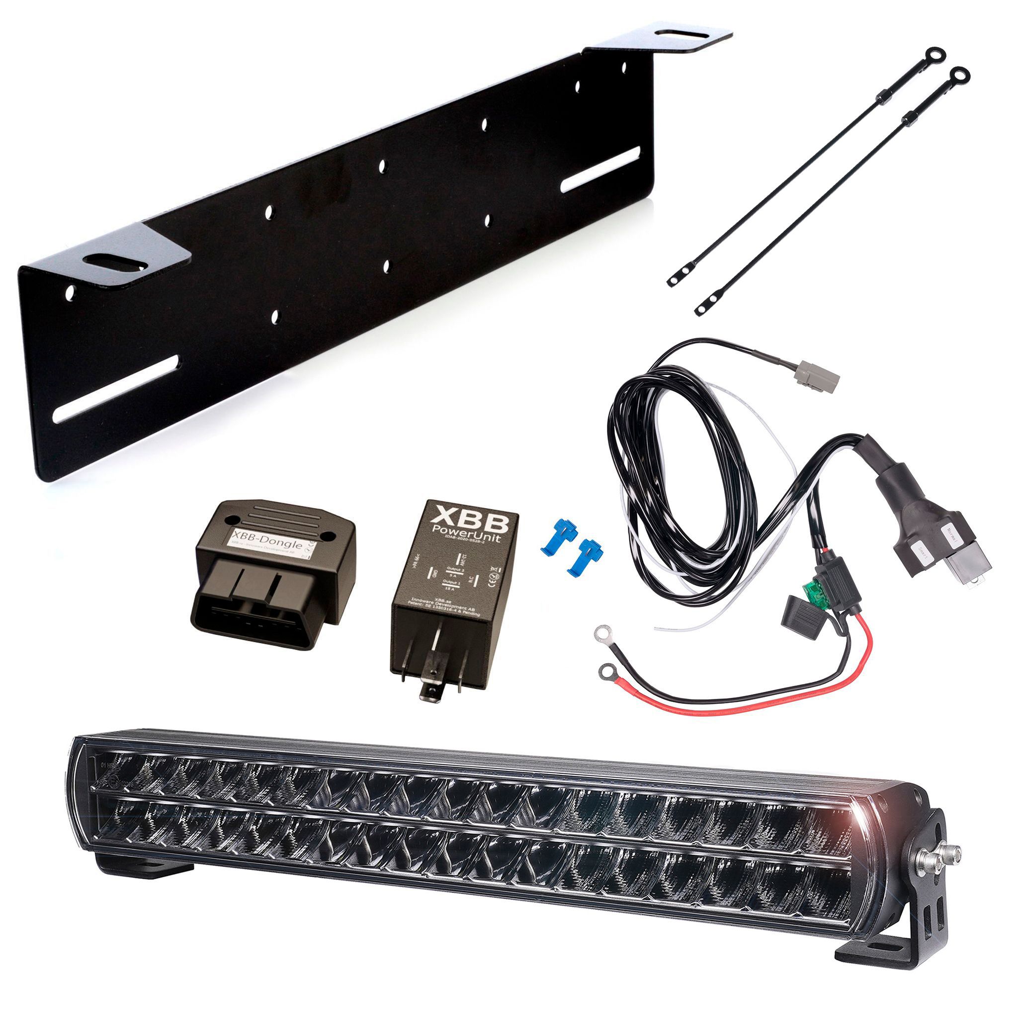 Additional light Purelux Major S530 V3 - Straight / 53 cm / 216 W / Ref. 50, 1 pc - Complete set with license plate holder + XBB OBD Dongle&PowerUnit switching relay afbeelding