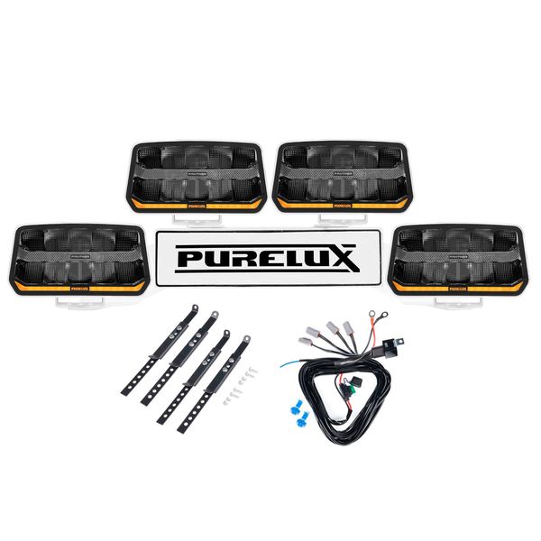 Extraljus PURELUX Panther 11 White - Rektangulär / 24 cm / 170W, 4 st - Komplett paket (WRC)