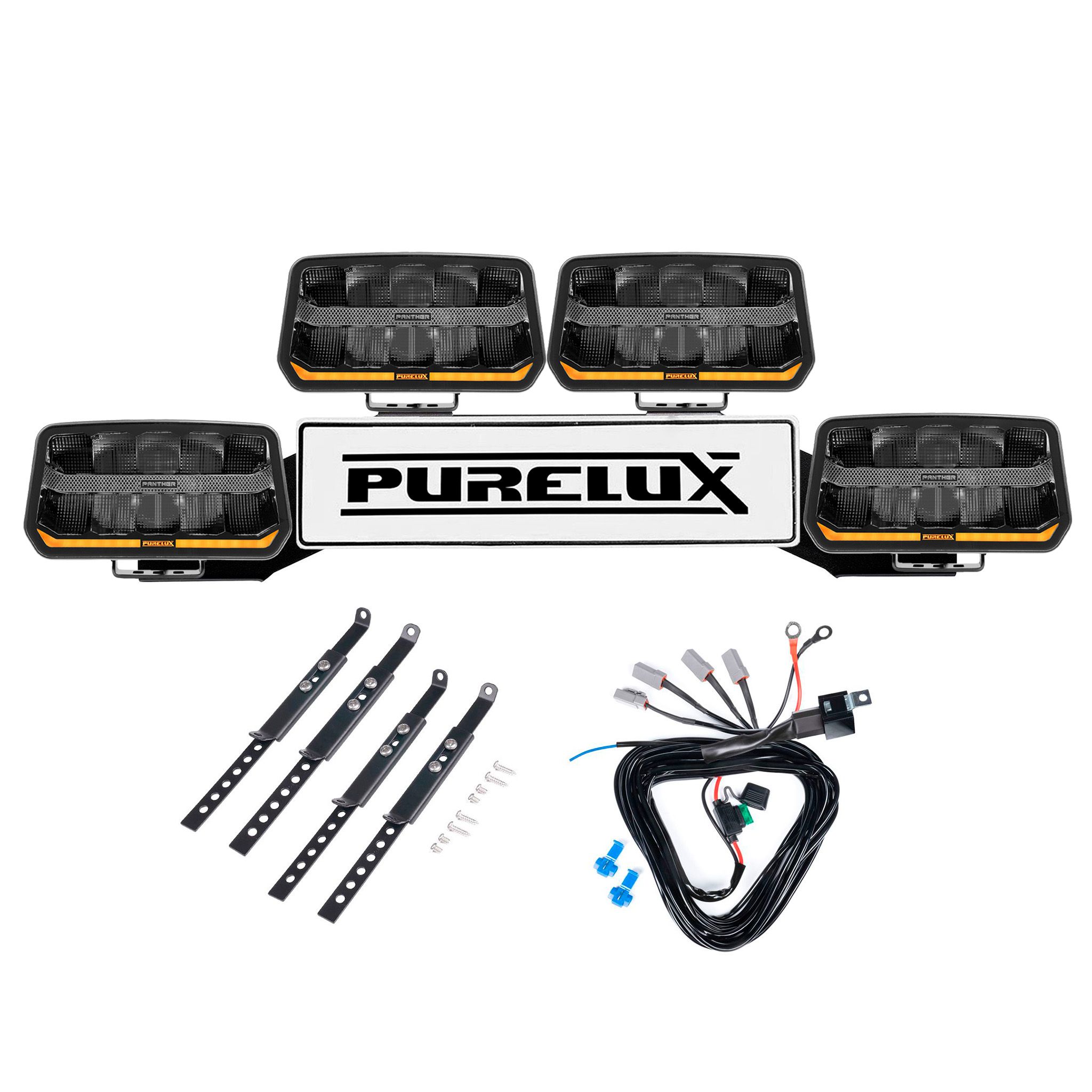 Auxiliary light Purelux Panther 11 - Rectangle / 24 cm / 170W / Ref. 20, 4 pcs - Complete set (WRC) afbeelding