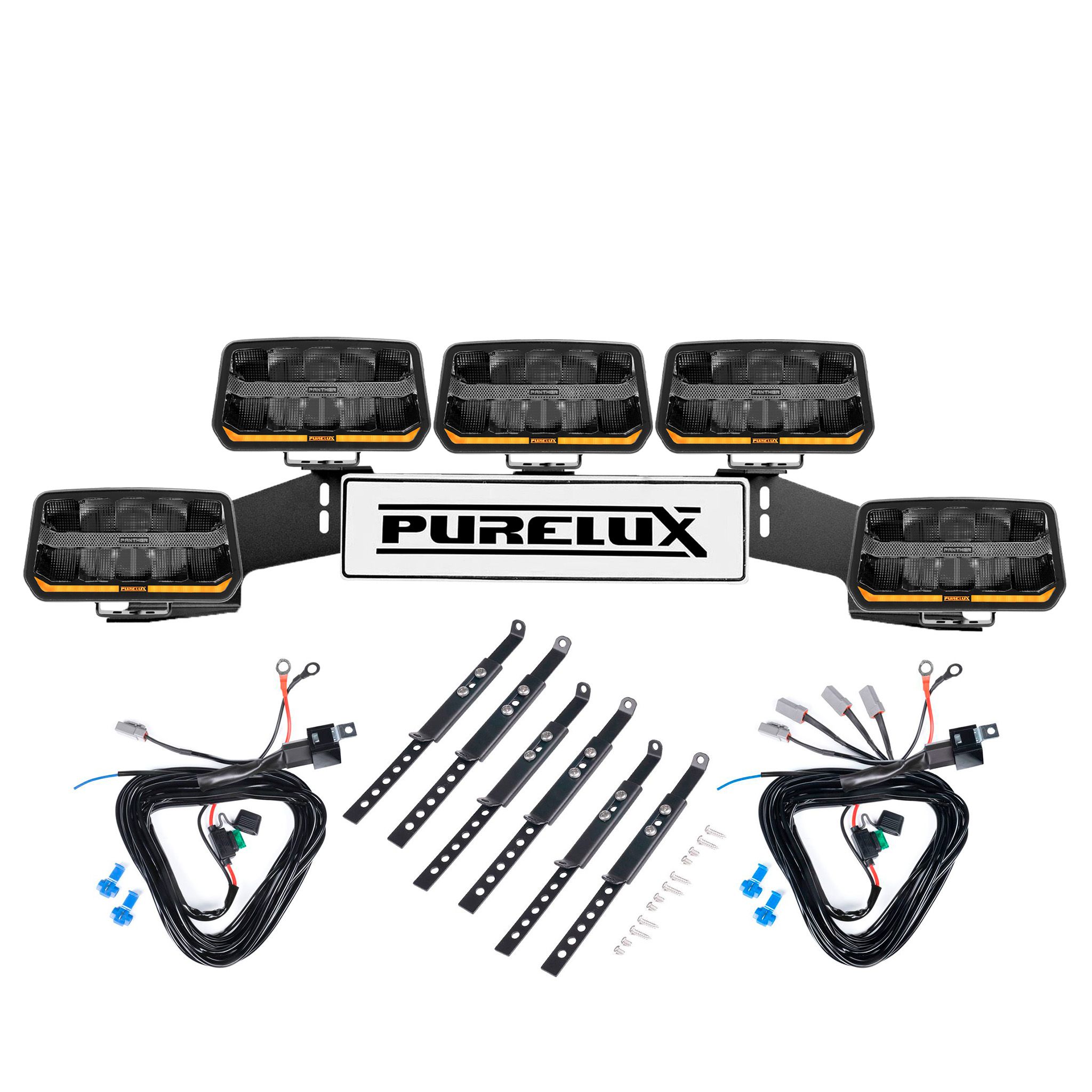 Auxiliary light Purelux Panther 11 - Rectangle / 24 cm / 170W / Ref. 20, 5 pcs - Complete set (WRC) afbeelding