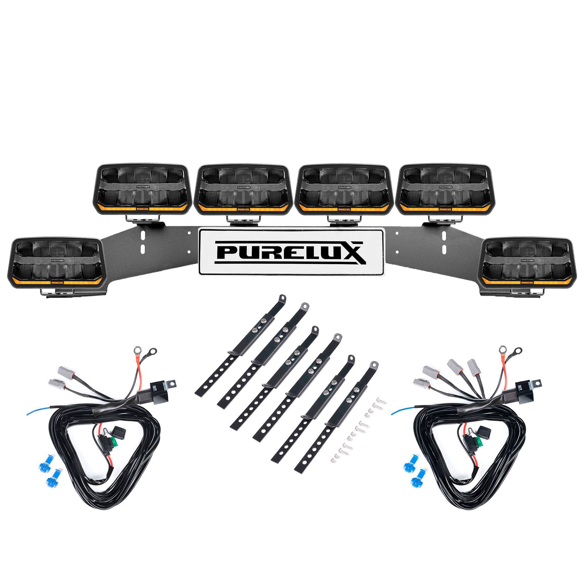 Auxiliary light Purelux Panther 11 - Rectangle / 24 cm / 170W / Ref. 20, 6 pcs - Complete set (WRC) afbeelding