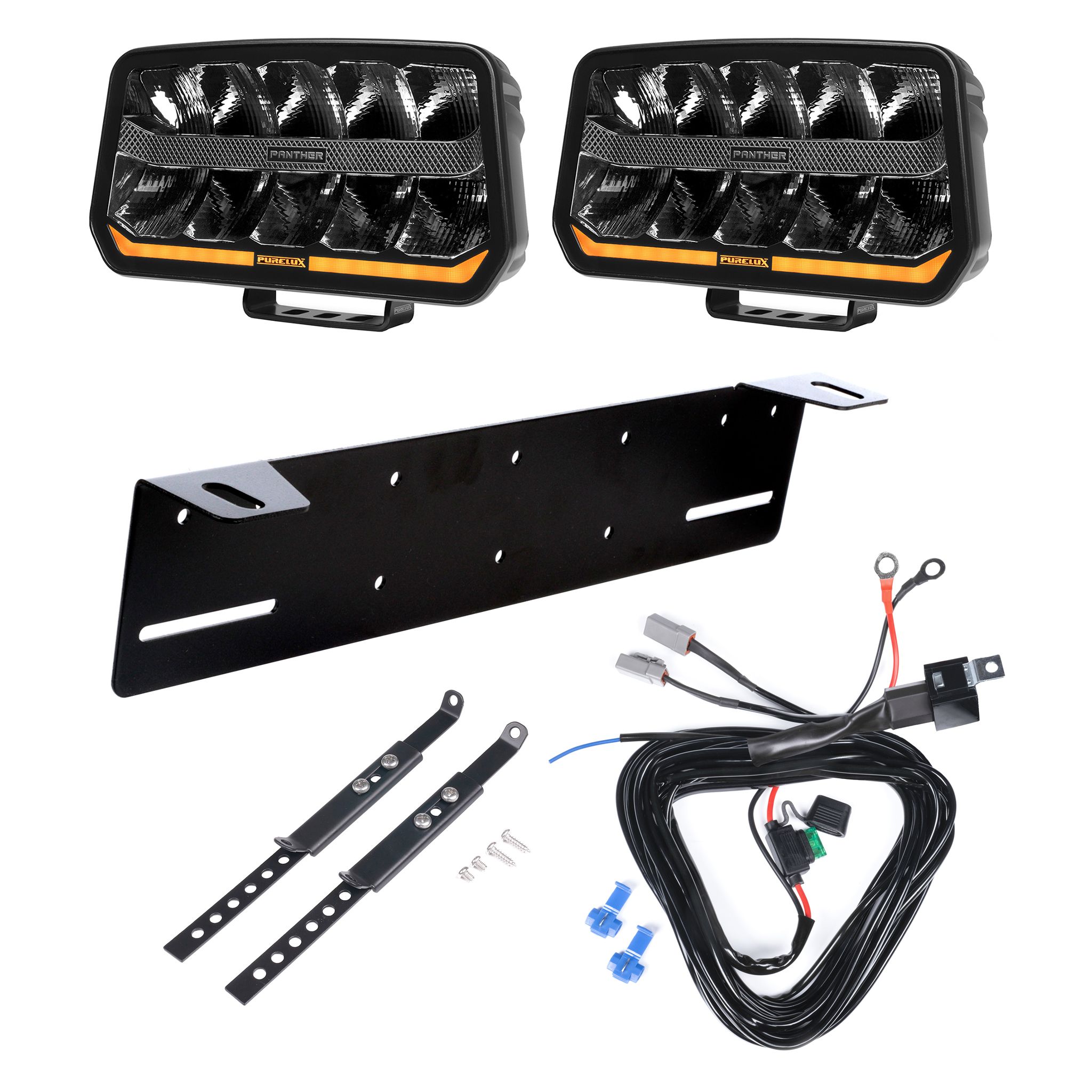 Auxiliary light Purelux Panther 11 - Rectangle / 24 cm / 170W / Ref. 20, 2 pcs - Complete set afbeelding