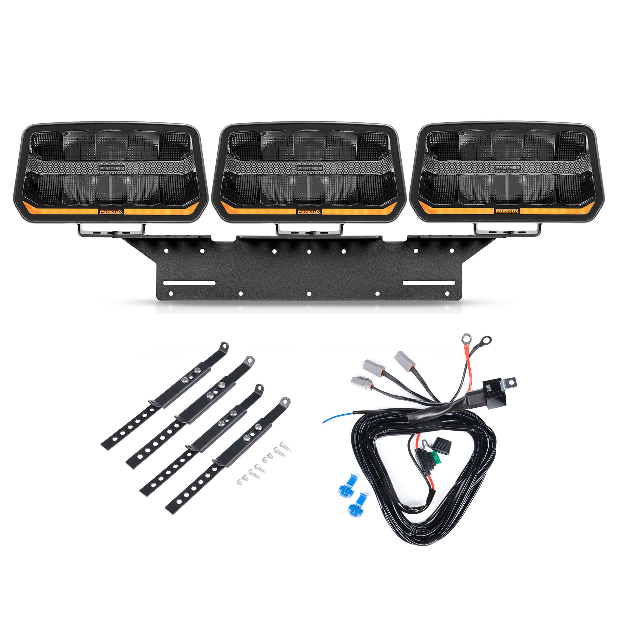 Auxiliary light Purelux Panther 11 - Rectangle / 24 cm / 170W / Ref. 20, 3 pcs - Complete set afbeelding