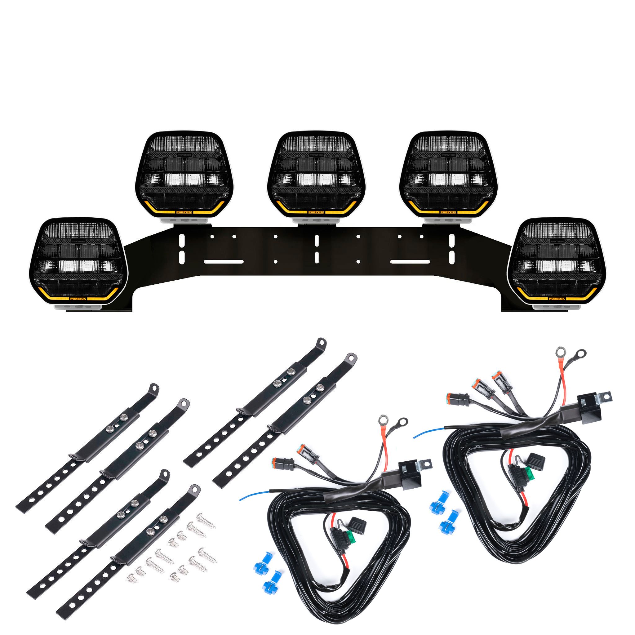 Auxiliary light Purelux Panther 7 White - Round / 18 cm / 128W / Ref. 20, 5 pcs - Complete set (WRC) afbeelding