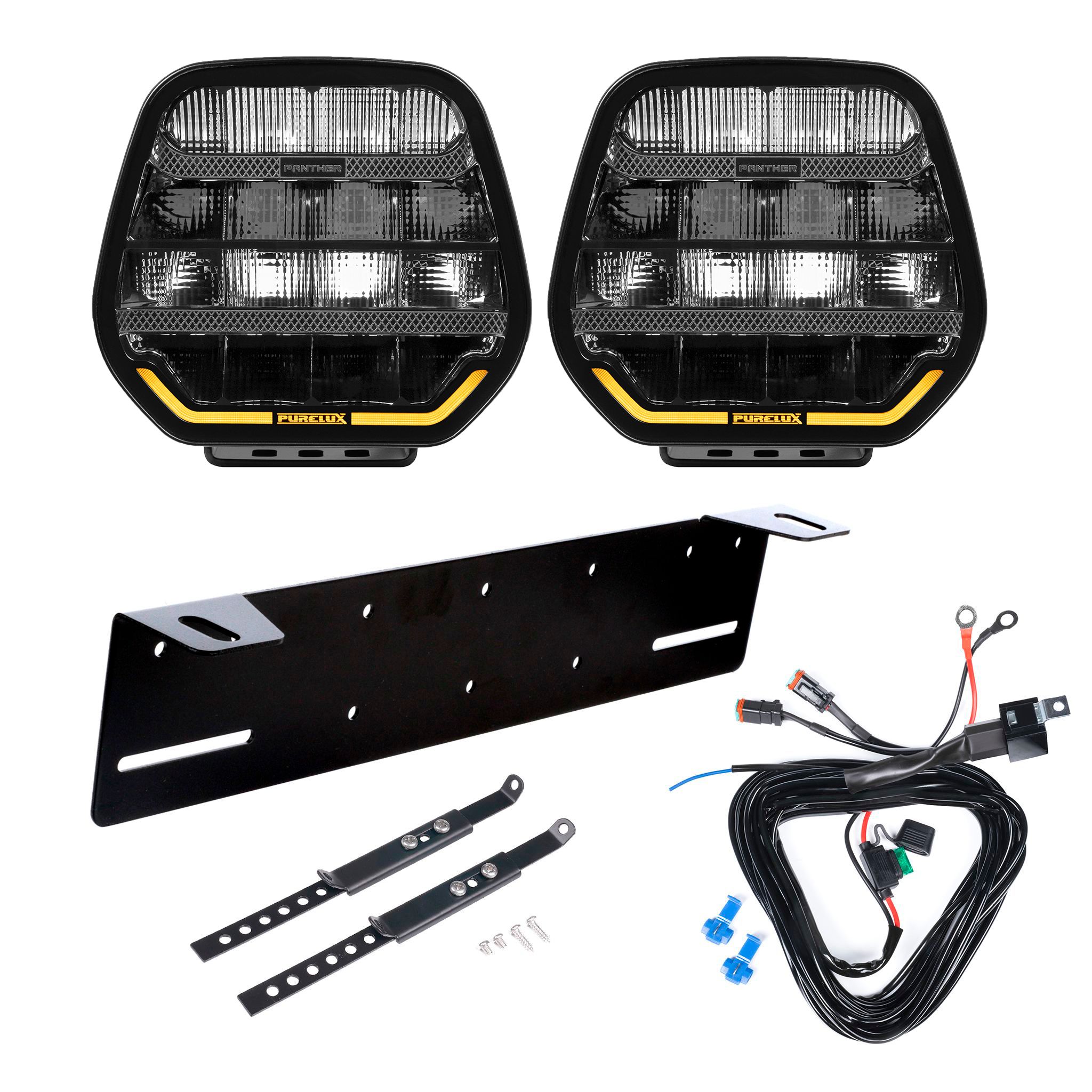 Auxiliary light Purelux Panther 7 - Round / 18 cm / 128W / Ref. 20, 2 pcs - Complete set afbeelding