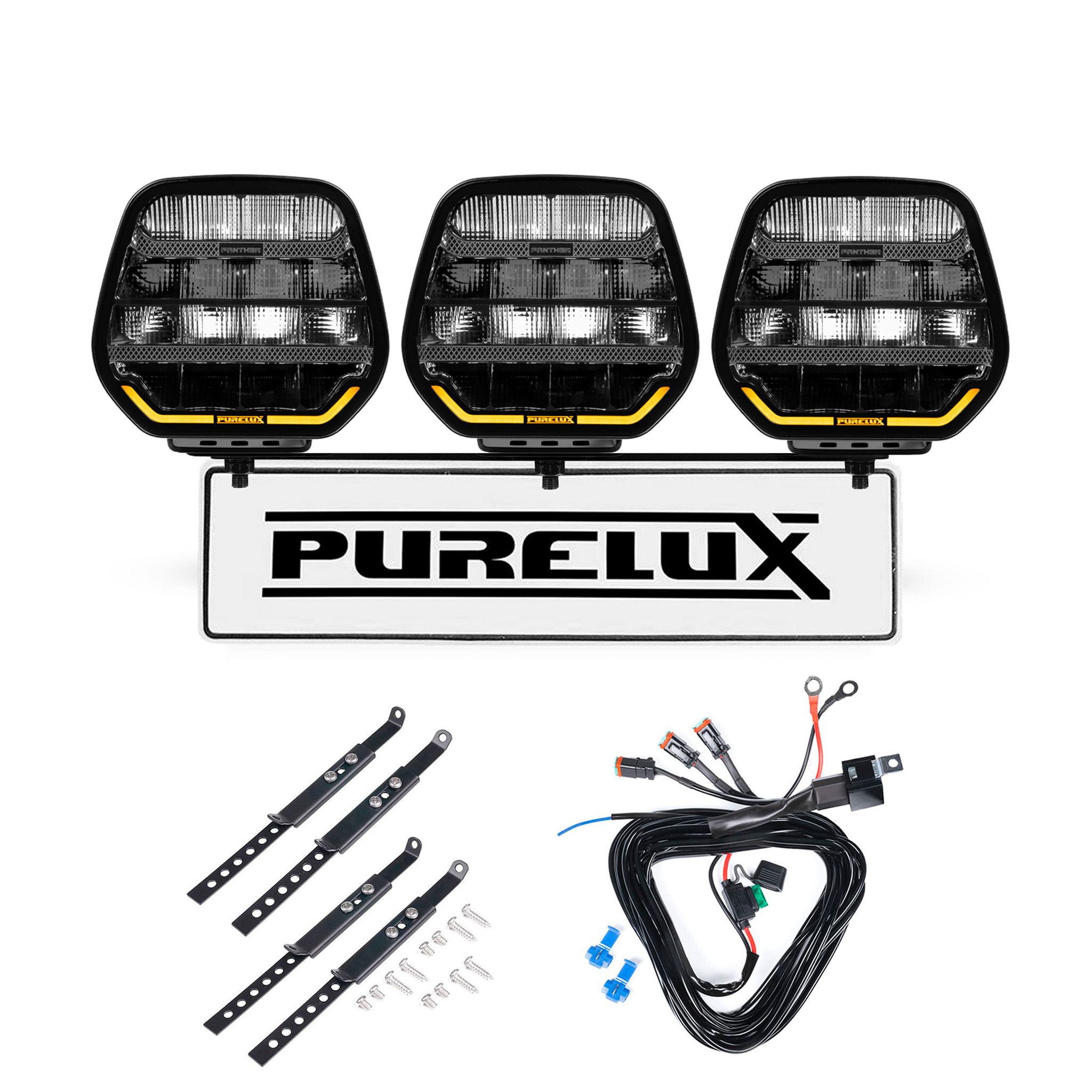 Auxiliary light Purelux Panther 7 - Round / 18 cm / 128W / Ref. 20, 3 pcs - Complete set afbeelding