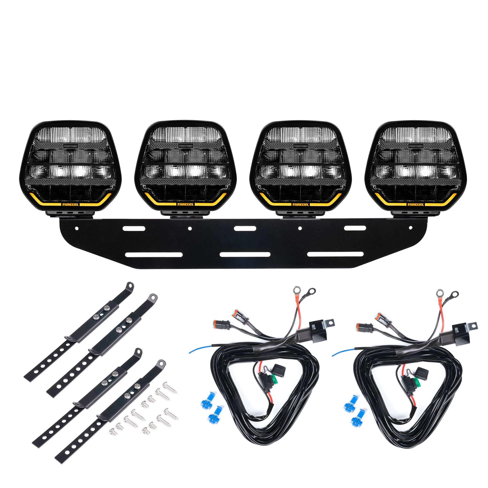 Auxiliary light Purelux Panther 7 - Round / 18 cm / 128W / Ref. 20, 4 pcs - Complete set afbeelding