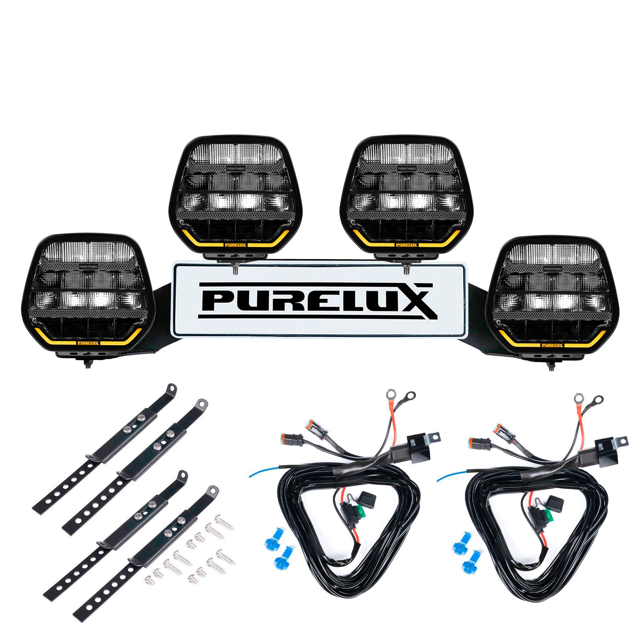 Auxiliary light Purelux Panther 7 - Round / 18 cm / 128W / Ref. 20, 4 pcs - Complete set (WRC) afbeelding