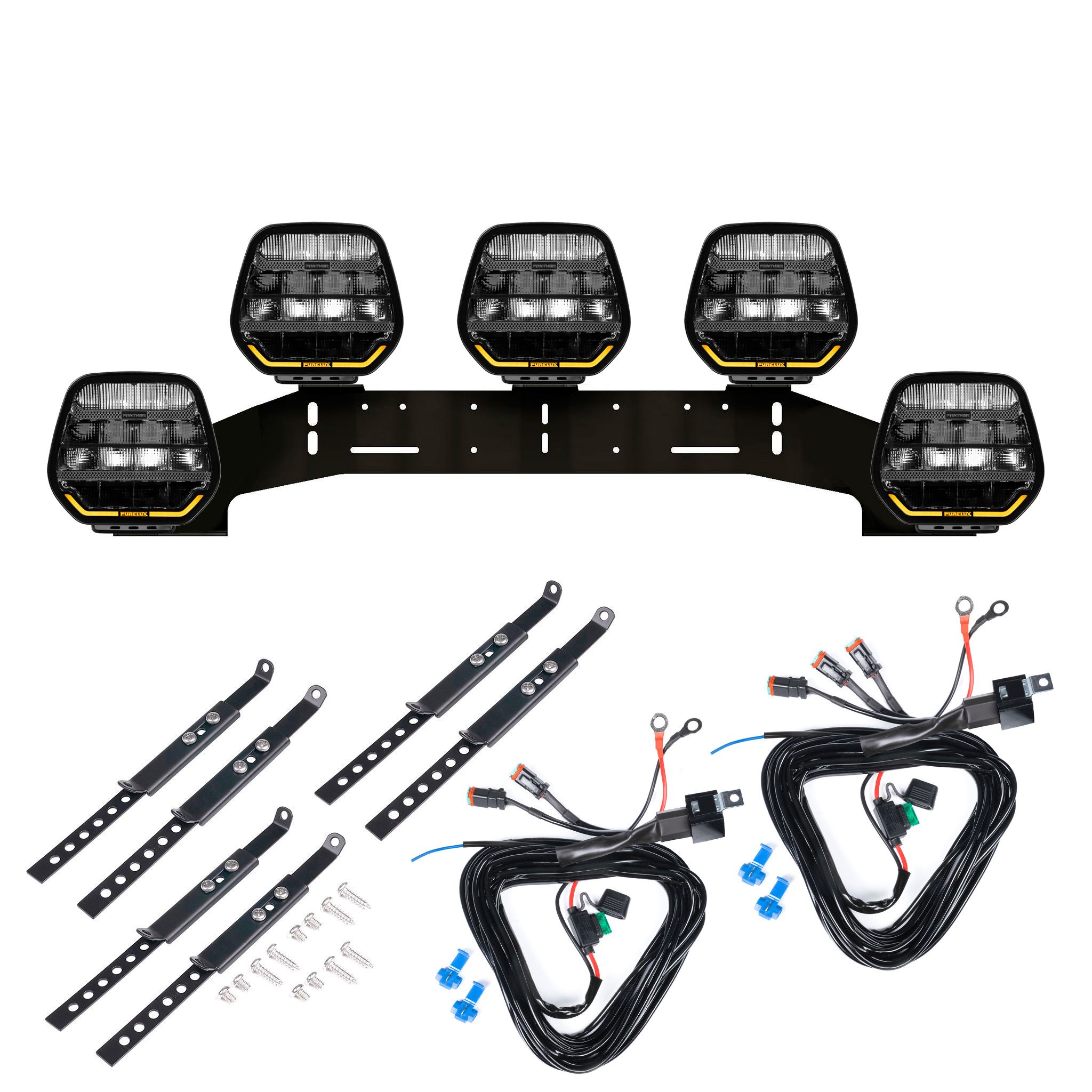 Auxiliary light Purelux Panther 7 - Round / 18 cm / 128W / Ref. 20, 5 pcs - Complete set (WRC) afbeelding