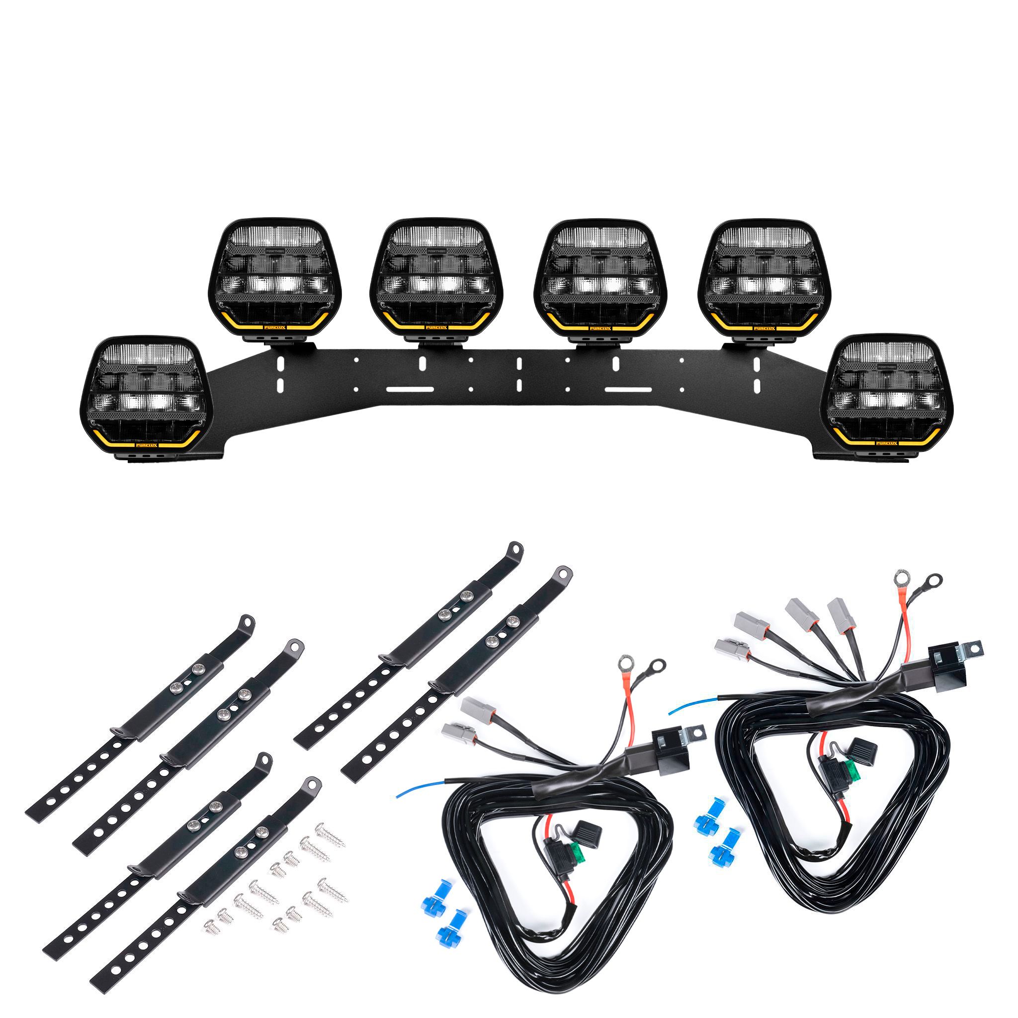 Auxiliary light Purelux Panther 7 - Round / 18 cm / 128W / Ref. 20, 6 pcs - Complete set (WRC) afbeelding