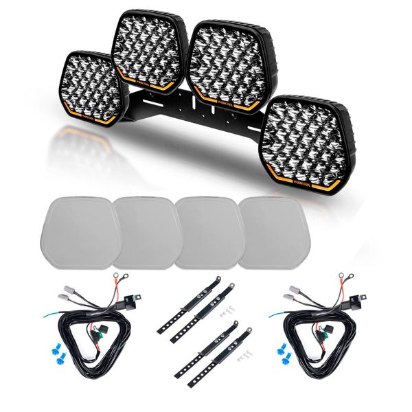 Extraljus PURELUX Panther 9 Long Range - Rund / 23 cm / 240W, 4 st - Komplett paket (WRC)