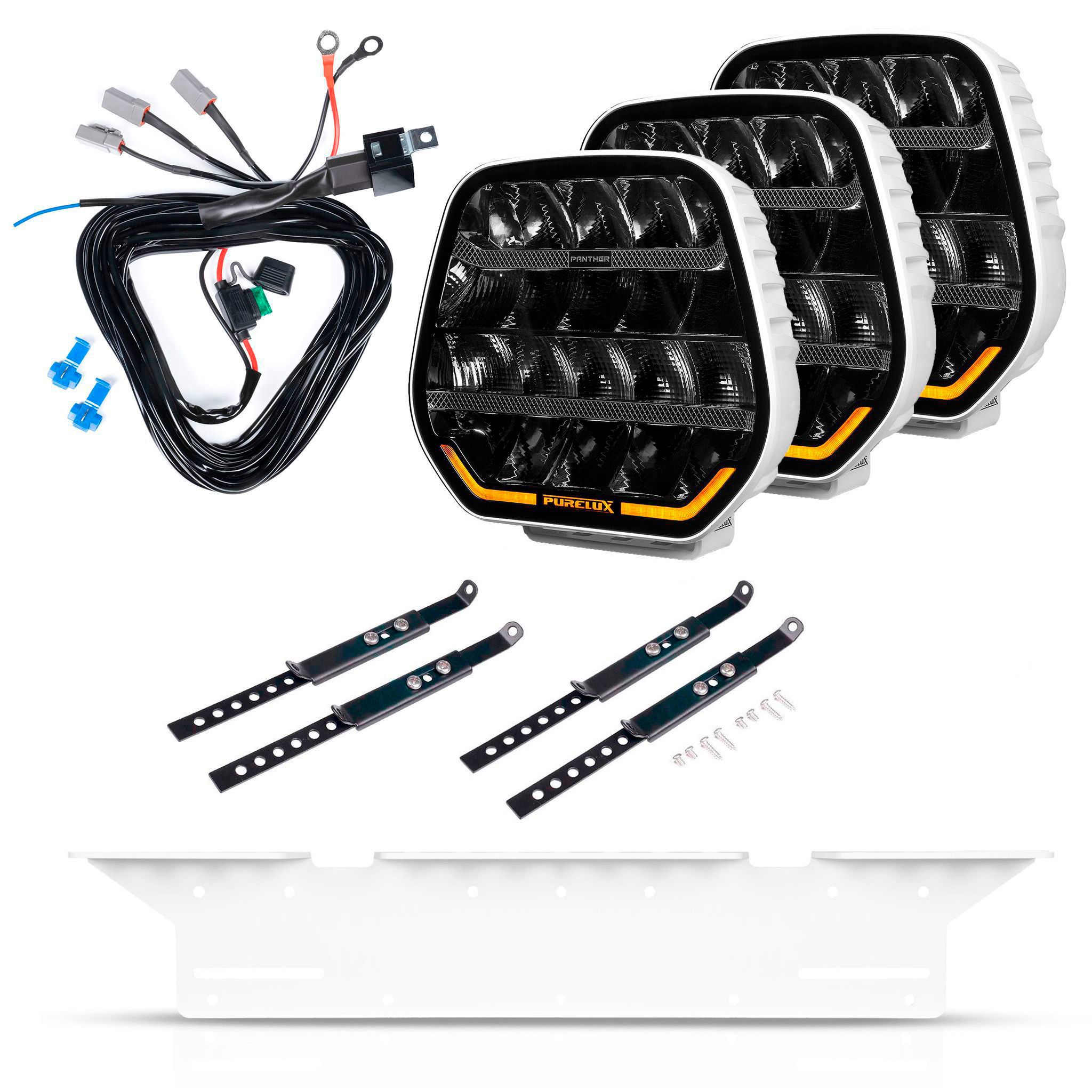 Auxiliary light Purelux Panther 9 White - Round / 23 cm / 210W / Ref. 25, 3 pcs - Complete set afbeelding
