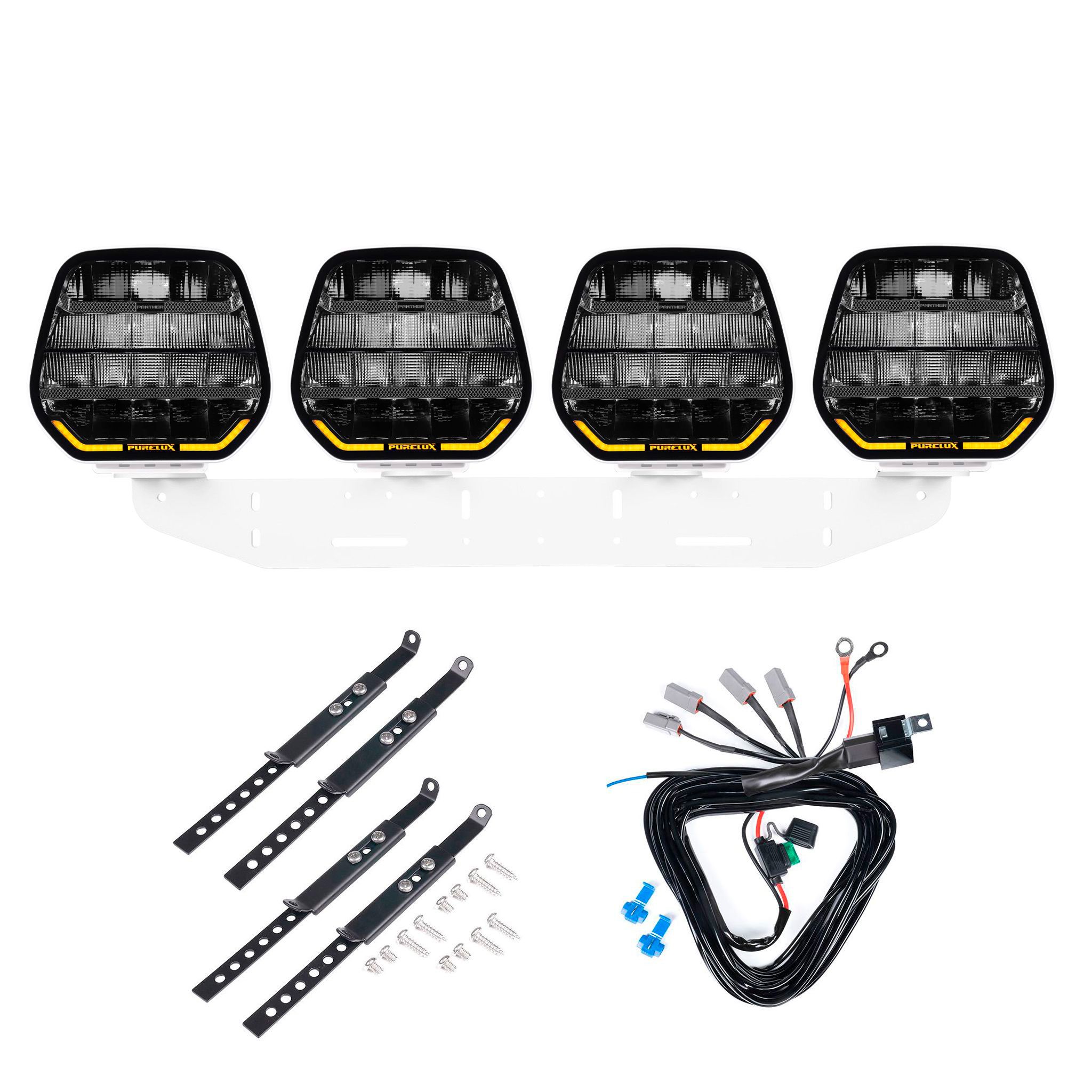Auxiliary light Purelux Panther 9 White - Round / 23 cm / 210W / Ref. 25, 4 pcs - Complete set afbeelding