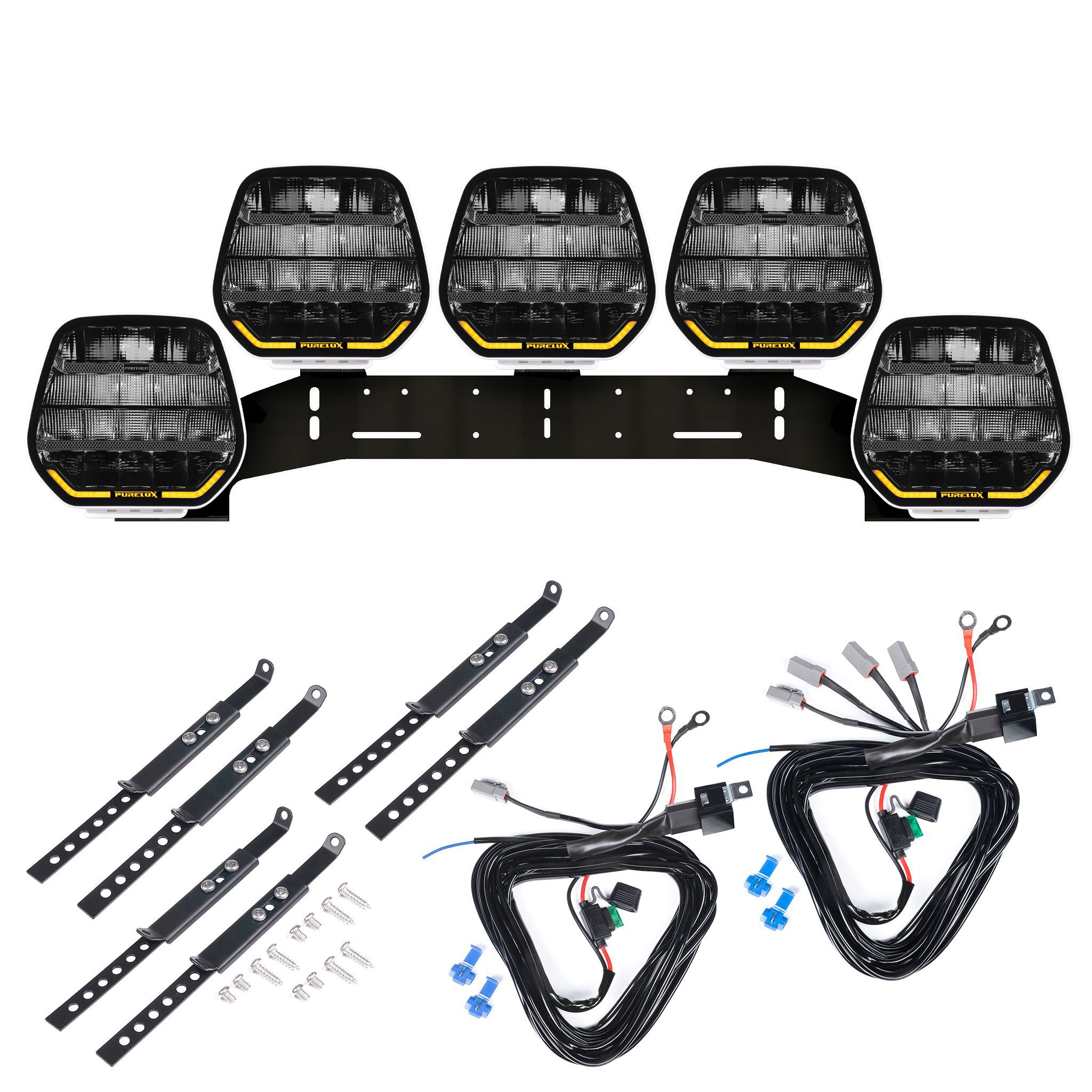 Auxiliary light Purelux Panther 9 White - Round / 23 cm / 210W / Ref. 25, 5 pcs - Complete Set (WRC) afbeelding