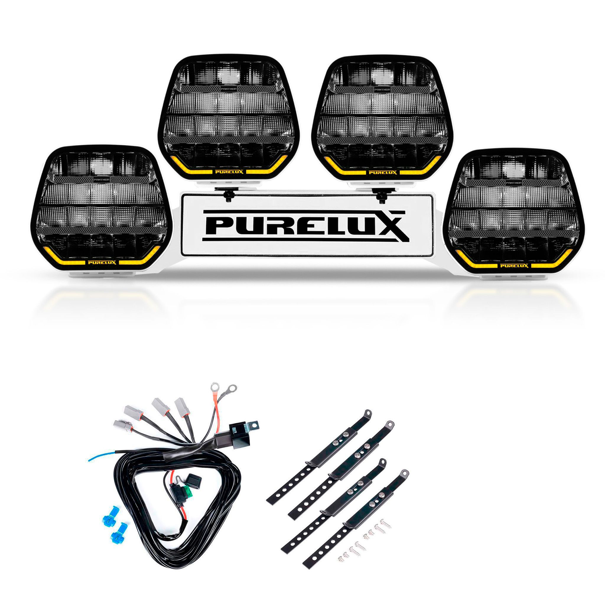 Auxiliary light Purelux Panther 9 White - Round / 23 cm / 210W / Ref. 25, 4 pcs - Complete Set (WRC) afbeelding