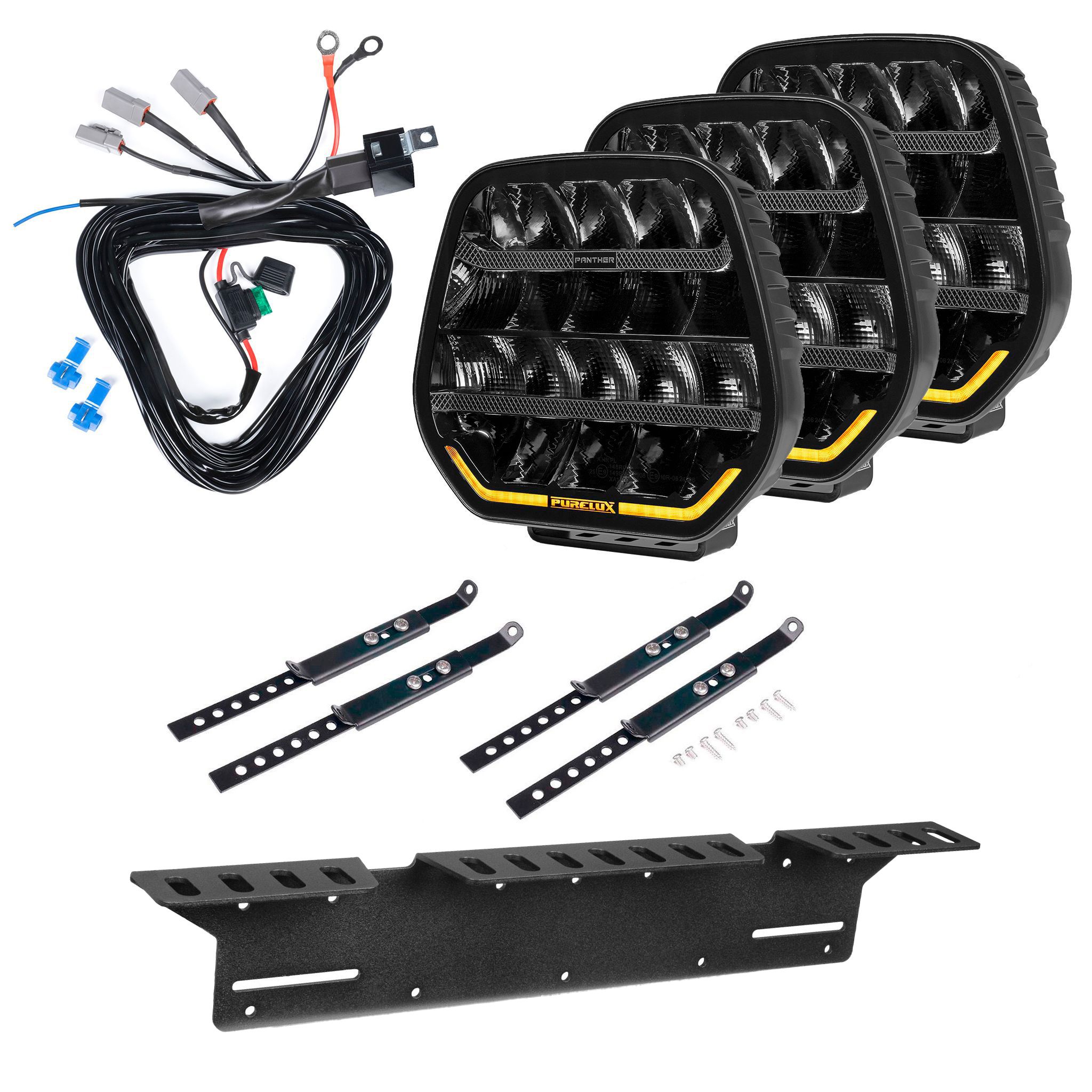 Auxiliary light Purelux Panther 9 - Round / 23 cm / 210W / Ref. 25, 3 pcs - Complete set afbeelding